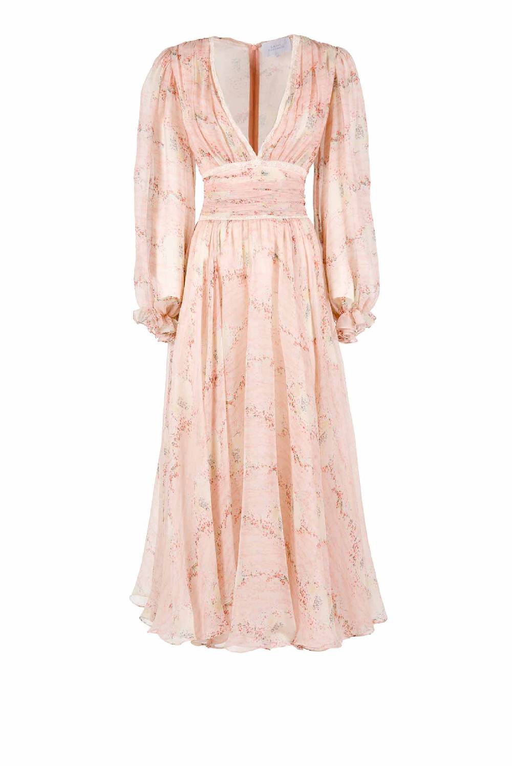 Luisa Beccaria Cerchio In Chiffon Di Pizzo Di Rose Stampato Abito Promozione temporanea