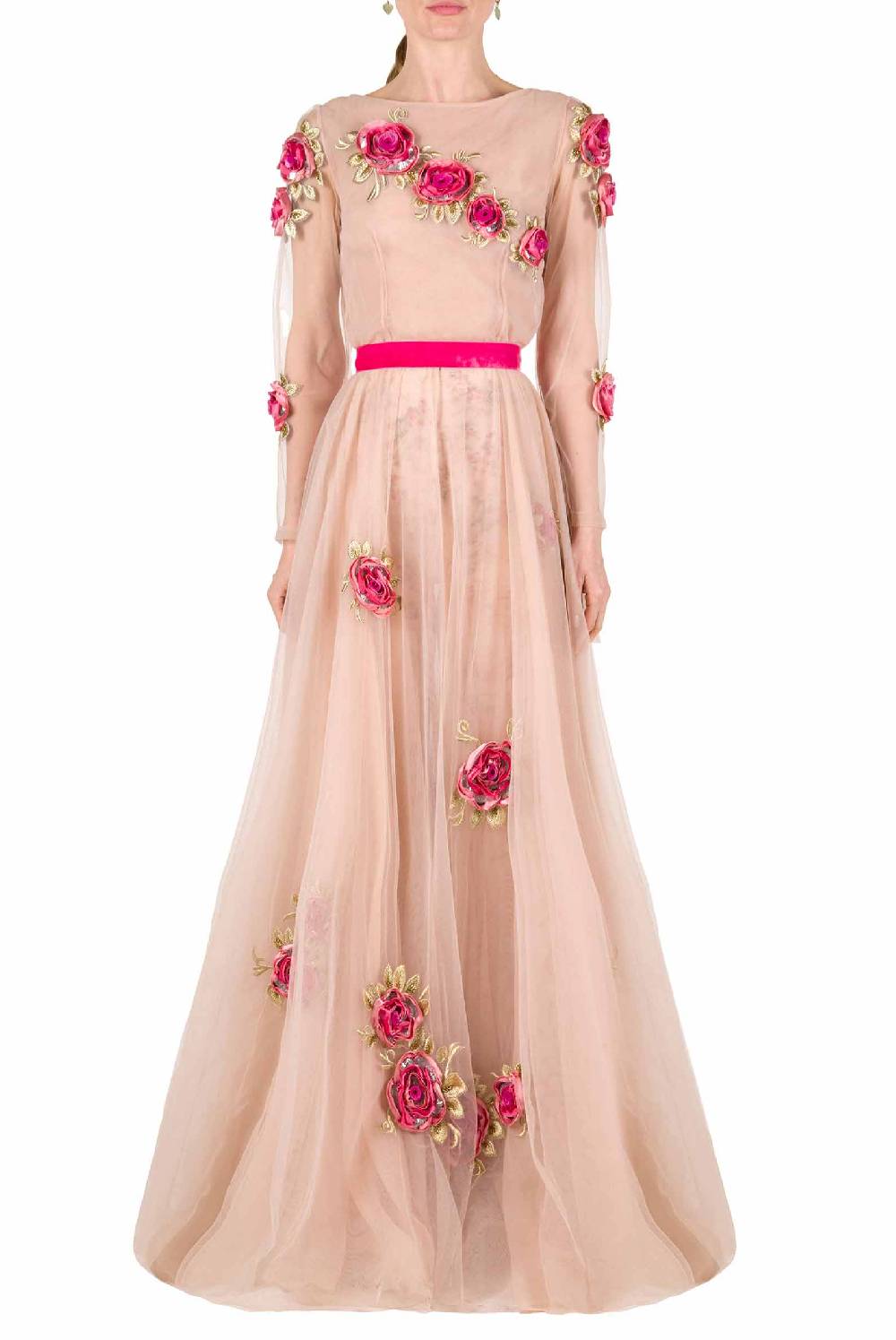 Luisa Beccaria Abito lungo in tulle ricamato Only for today