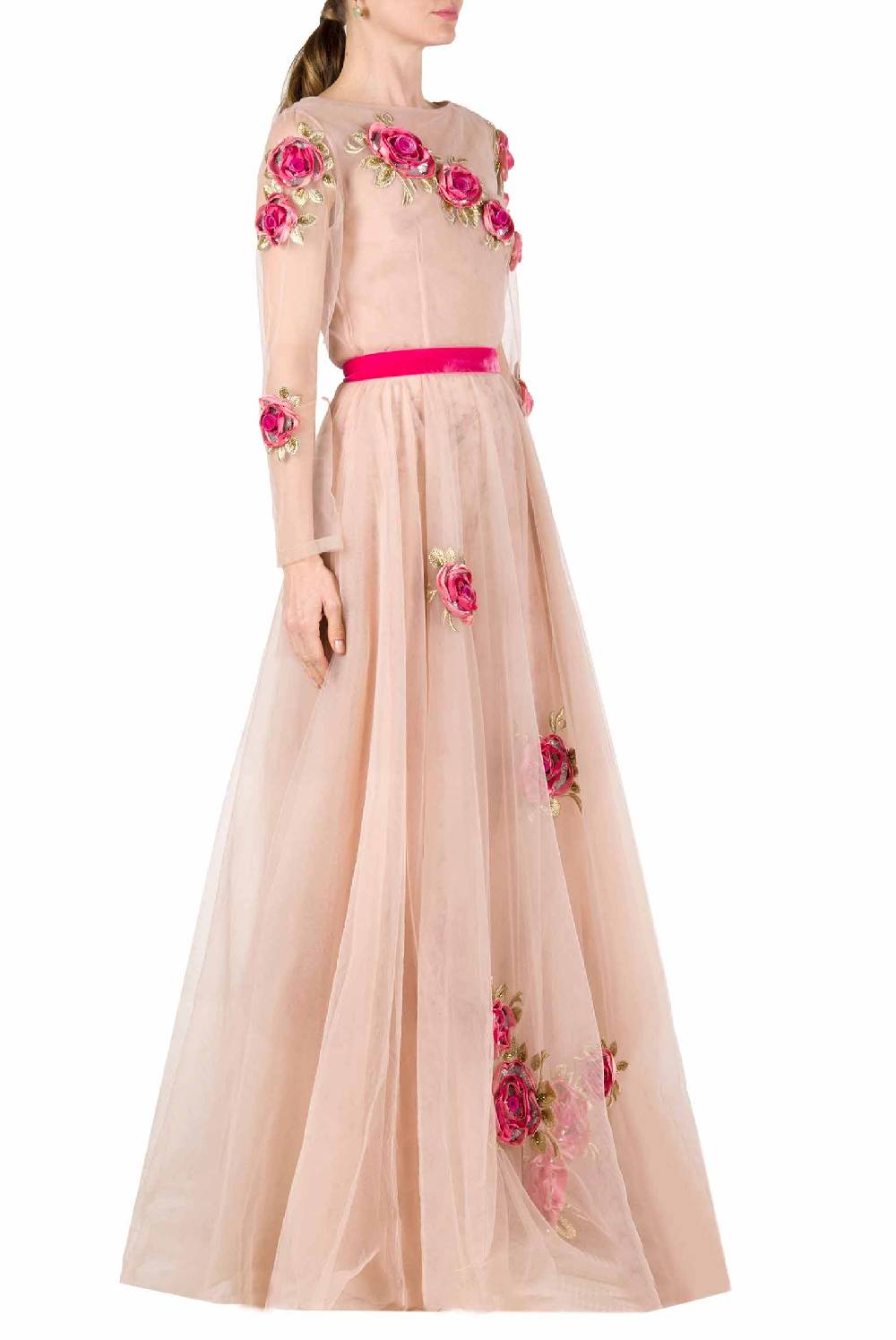 Luisa Beccaria Abito lungo in tulle ricamato Only for today