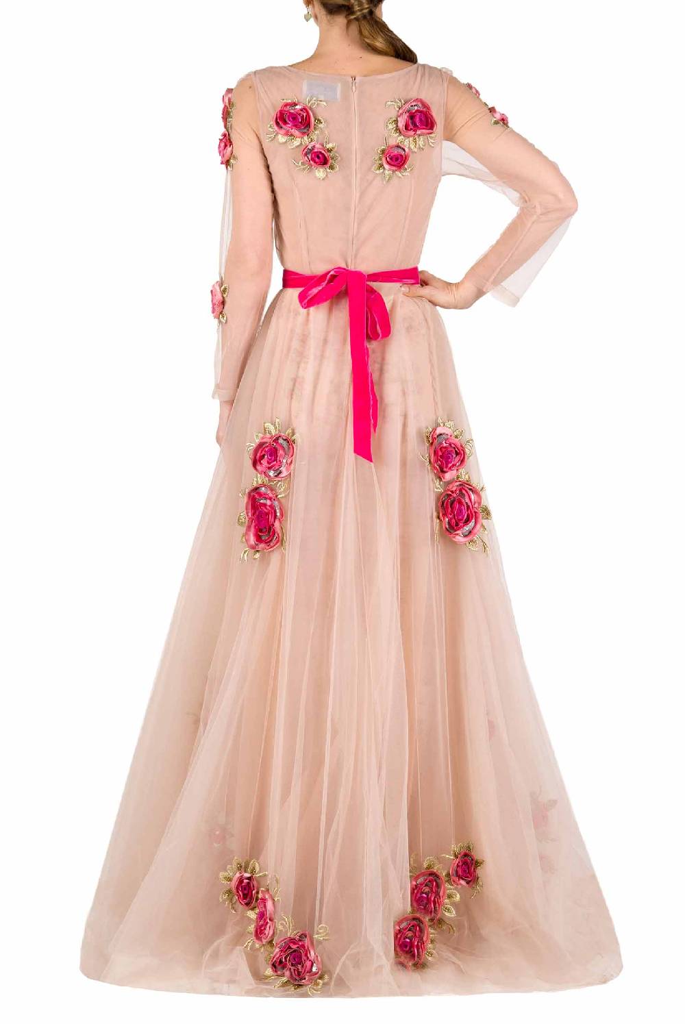 Luisa Beccaria Abito lungo in tulle ricamato Only for today