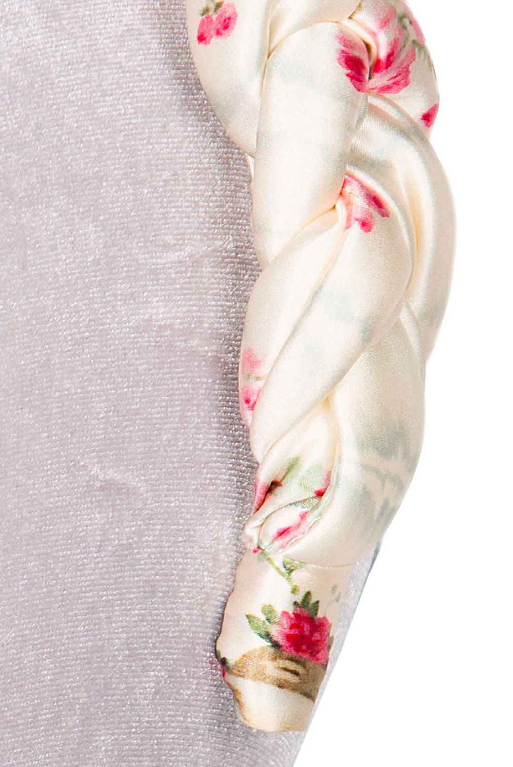 Luisa Beccaria Fascia per capelli intrecciata con boccioli di rose in raso lucido color crema Offerta speciale della fabbrica