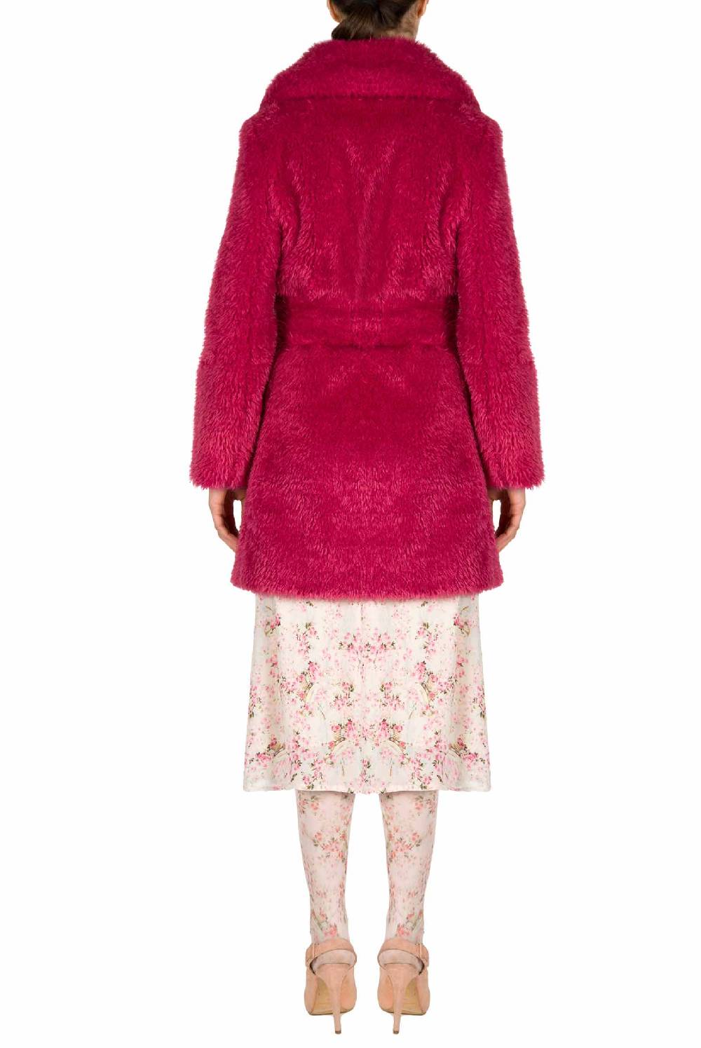 Luisa Beccaria Cappotto di pelliccia fucsia Sostegno trimestrale
