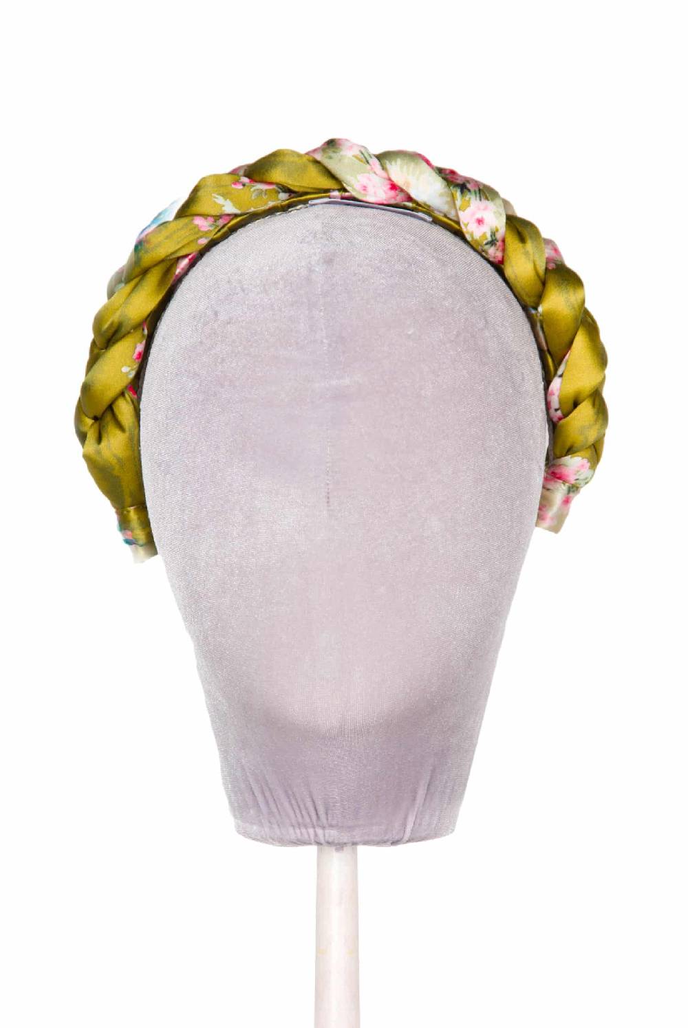 Luisa Beccaria Fascia per capelli intrecciata con boccioli di rose in raso verde brillante 50% di sconto con spedizione gratuita