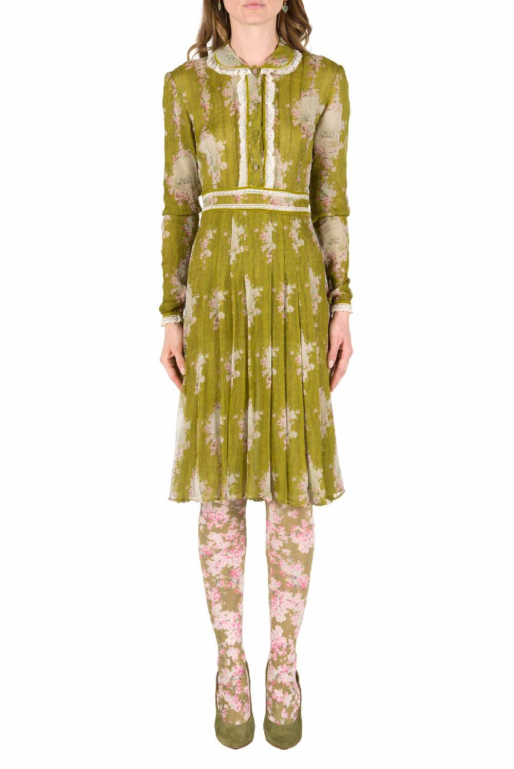 Luisa Beccaria Cerchio Di Rose Abito In Chiffon Girocollo 50% di sconto per tempo limitato