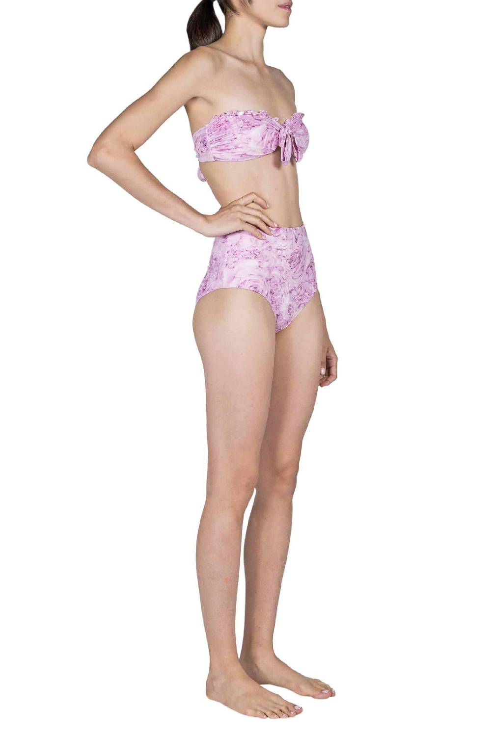 Luisa Beccaria Fascia E Vita Alta Slip Bikini Rose Rosa Nuovo