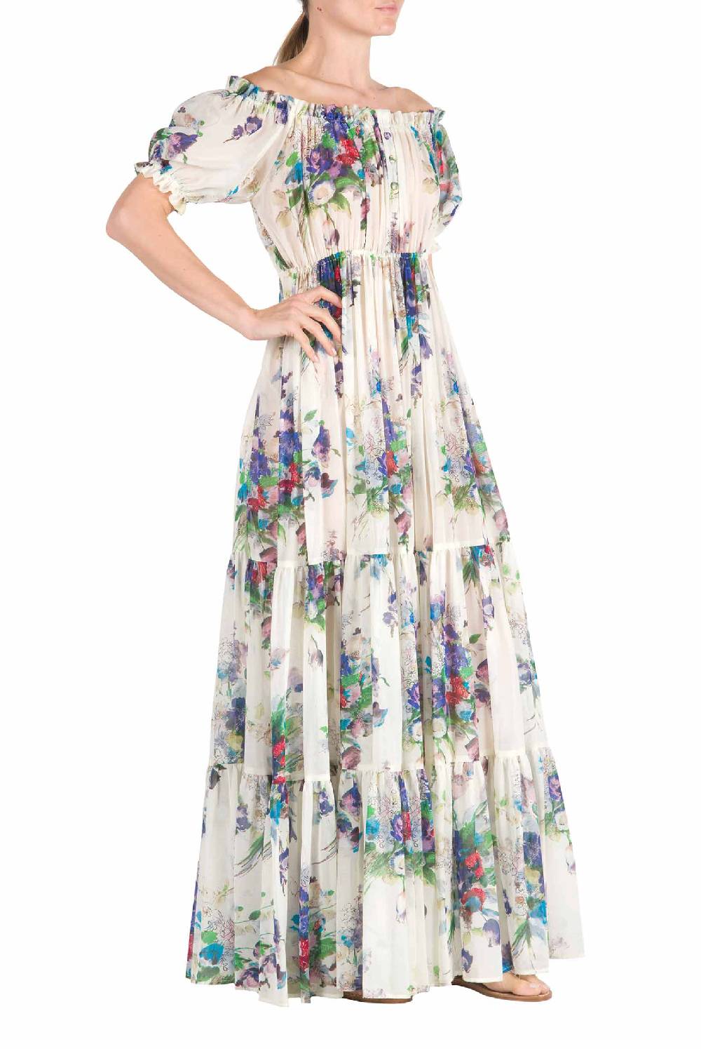 Luisa Beccaria Abito stampato con bouquet floreale Promozione