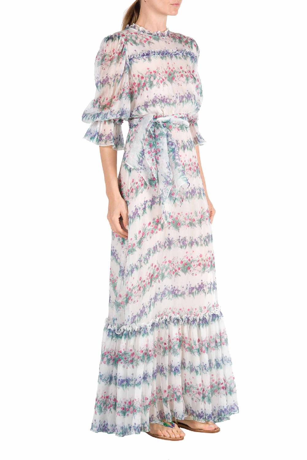 Luisa Beccaria Abito in chiffon stampato floreale Qualità Garantita