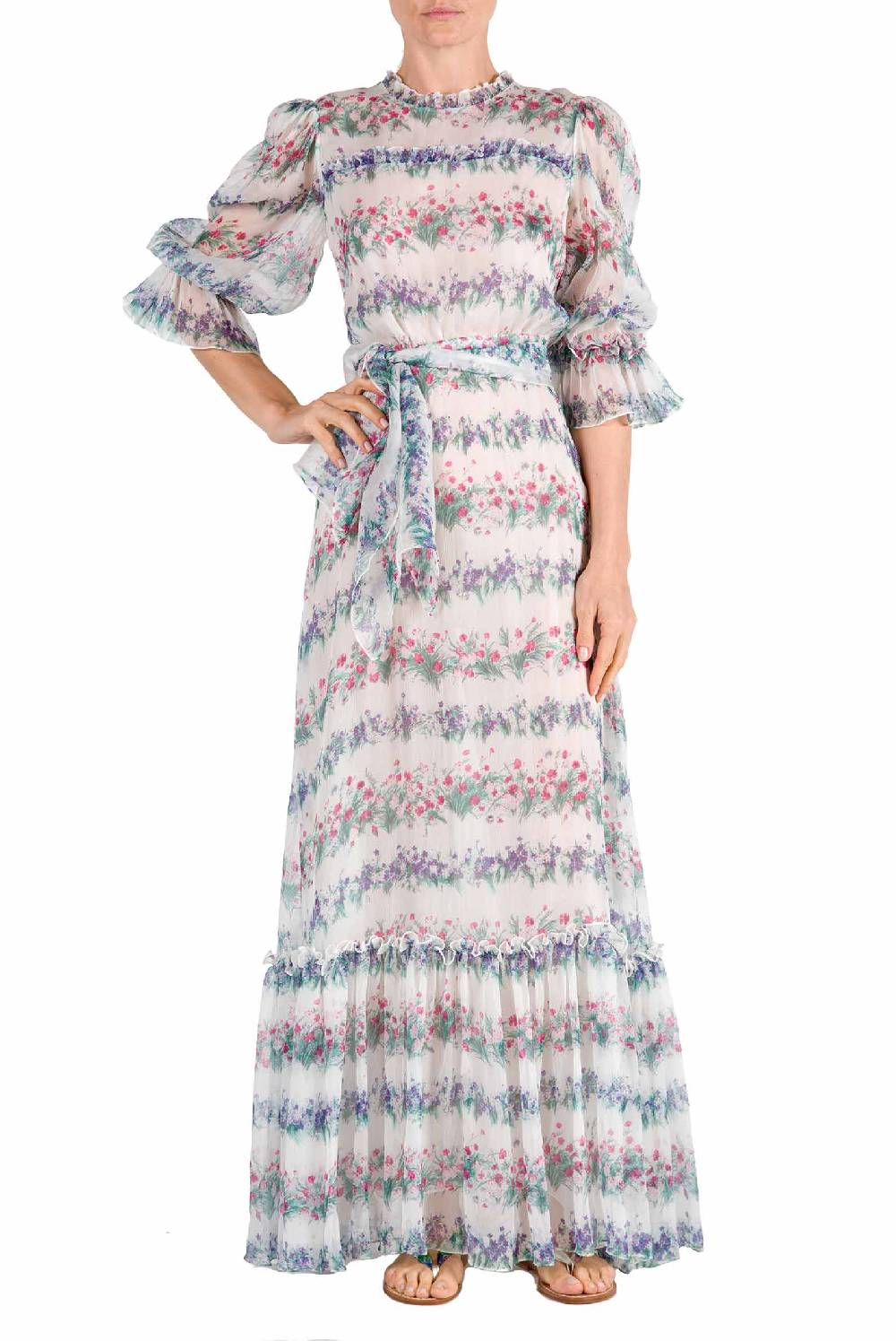 Luisa Beccaria Abito in chiffon stampato floreale Qualità Garantita