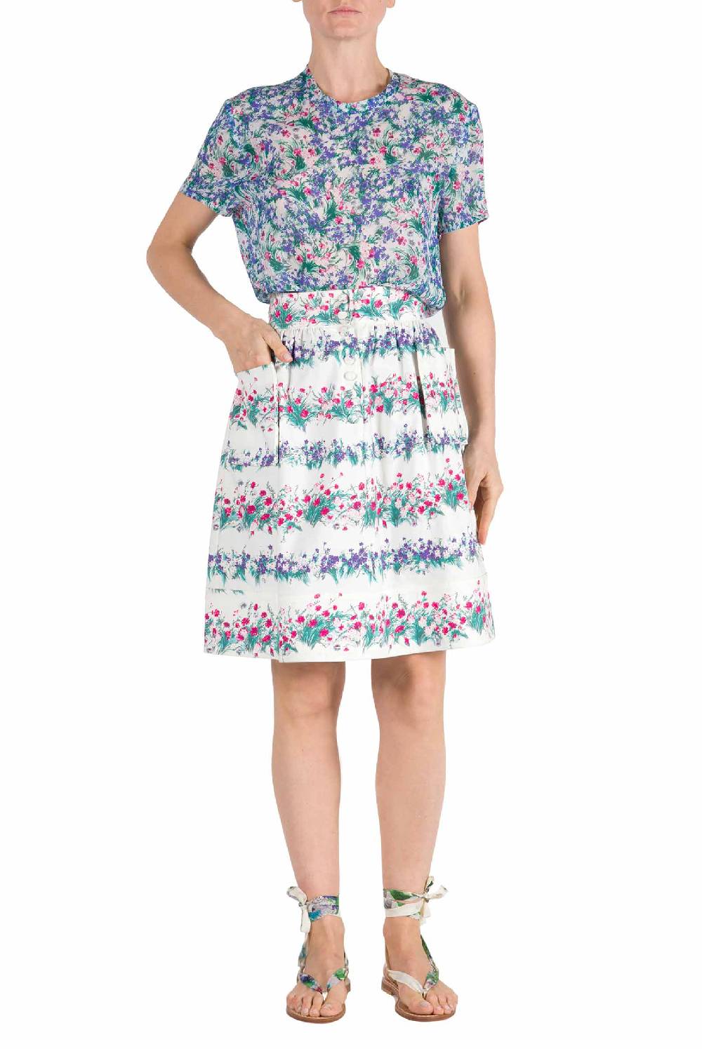 Luisa Beccaria Gonna in cotone stampato floreale Promozione Limitata