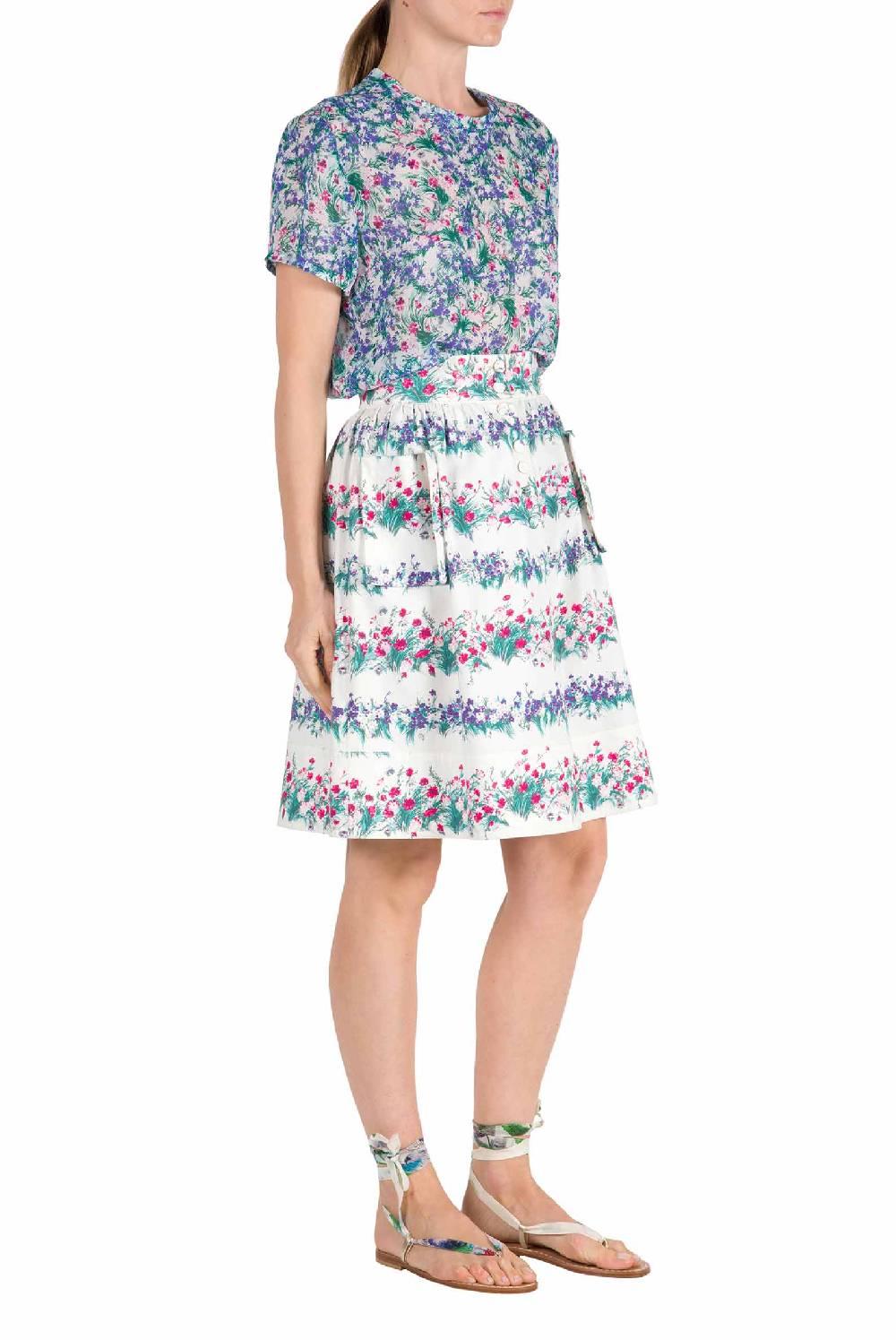 Luisa Beccaria Gonna in cotone stampato floreale Promozione Limitata