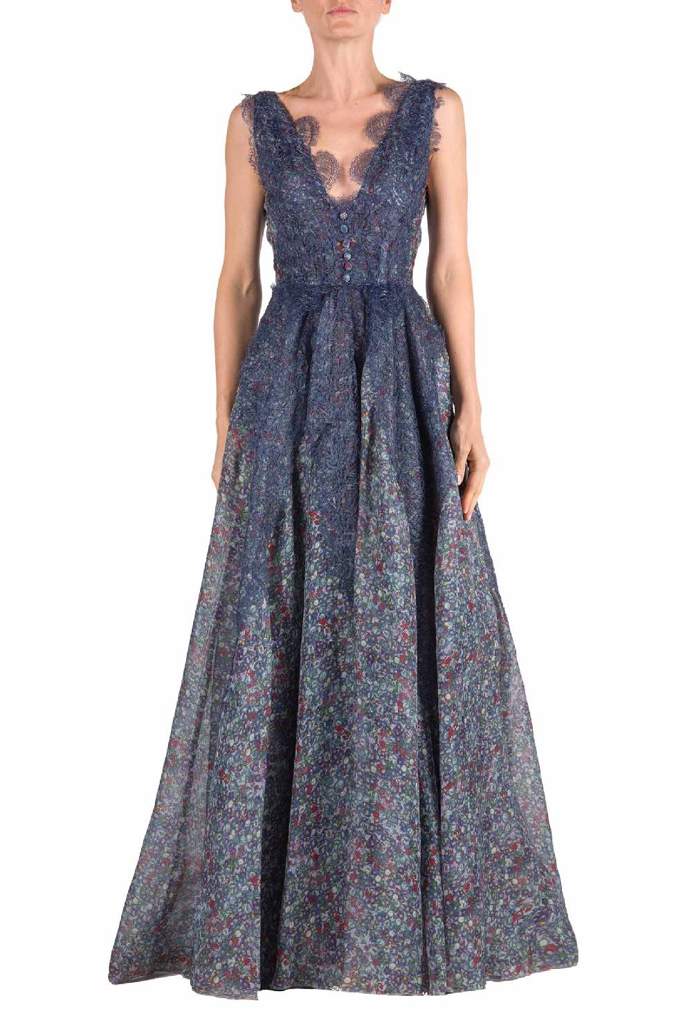 Luisa Beccaria Abito in organza con stampa floreale Prezzo Ridotto
