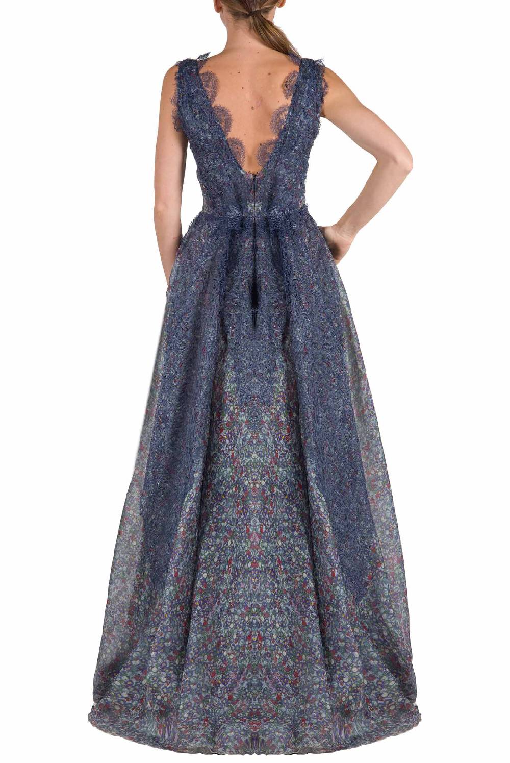 Luisa Beccaria Abito in organza con stampa floreale Prezzo Ridotto