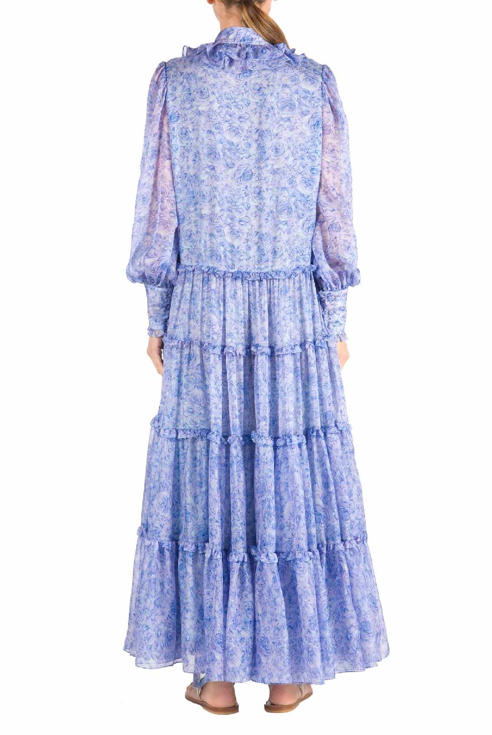 Luisa Beccaria Abito Chemisier in Chiffon con Rose Novità