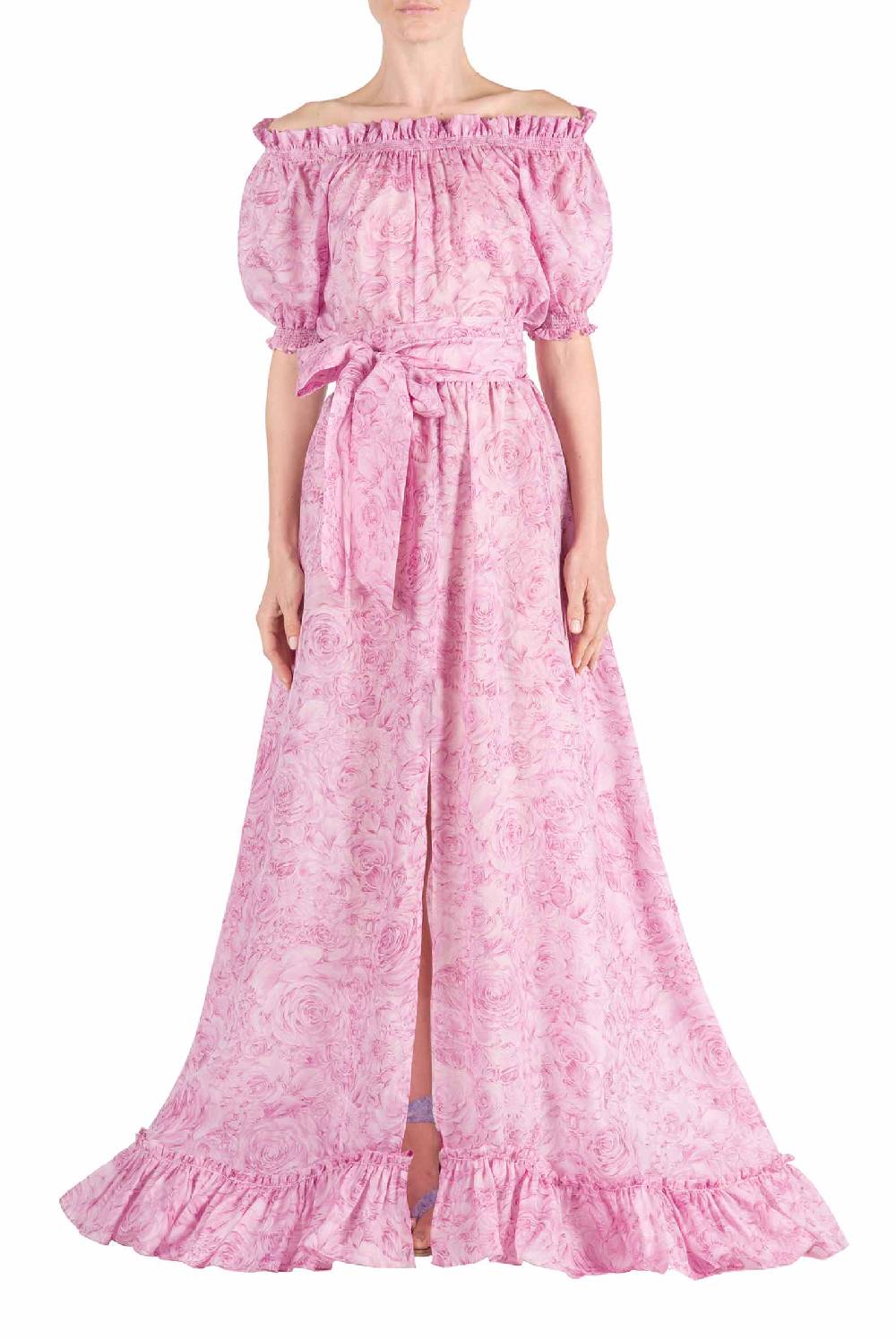 Luisa Beccaria Abito in organza stampato con rose Presa