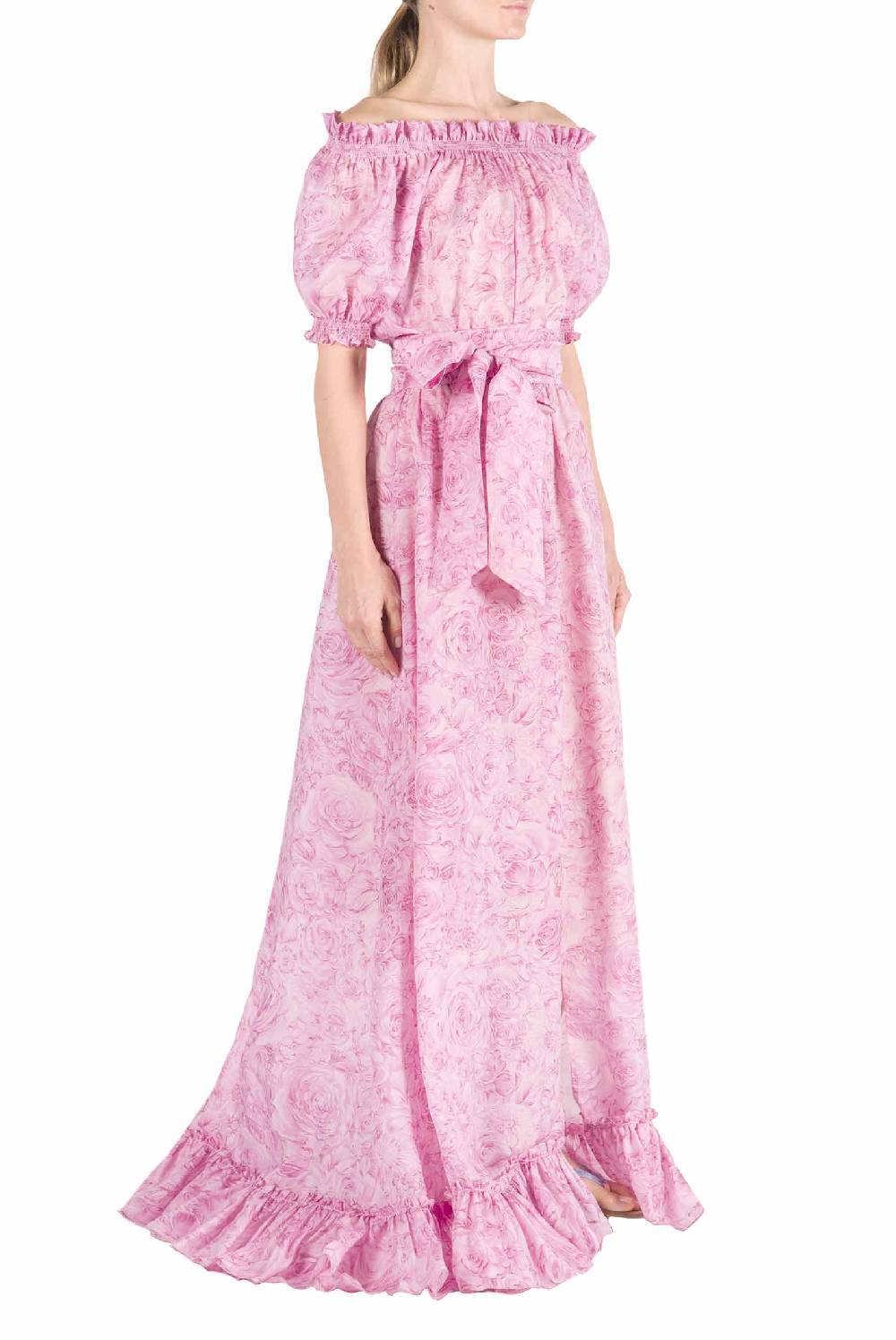 Luisa Beccaria Abito in organza stampato con rose Presa