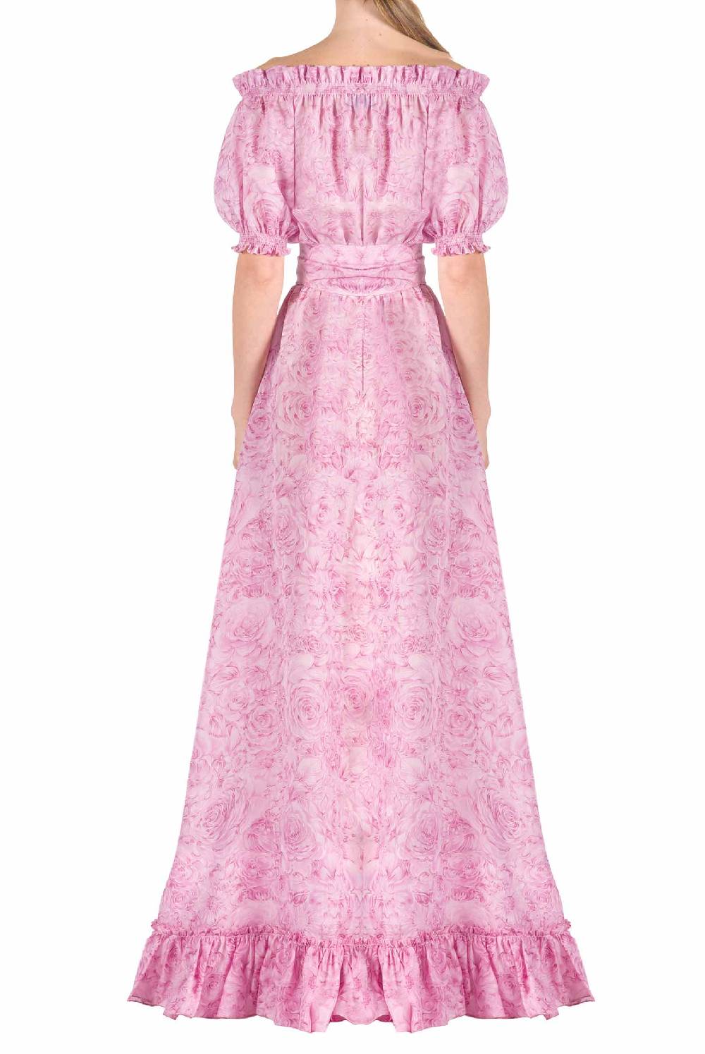 Luisa Beccaria Abito in organza stampato con rose Presa