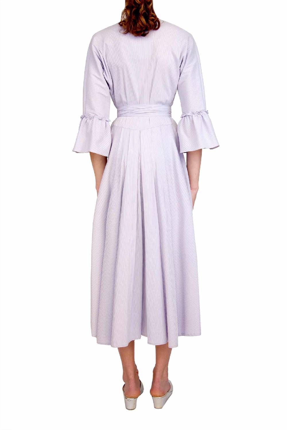 Luisa Beccaria Abito Luisa in cotone elasticizzato a righe lilla / bianco Hotsell