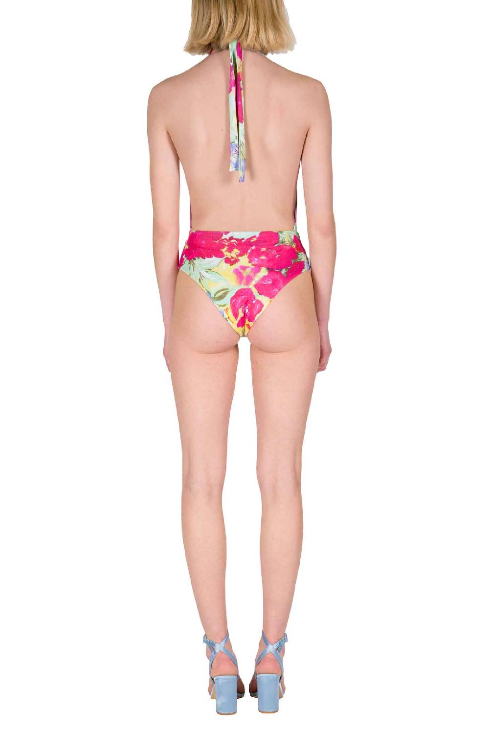 Luisa Beccaria Costume da bagno intero con scollo a V in fiori astratti Negozio