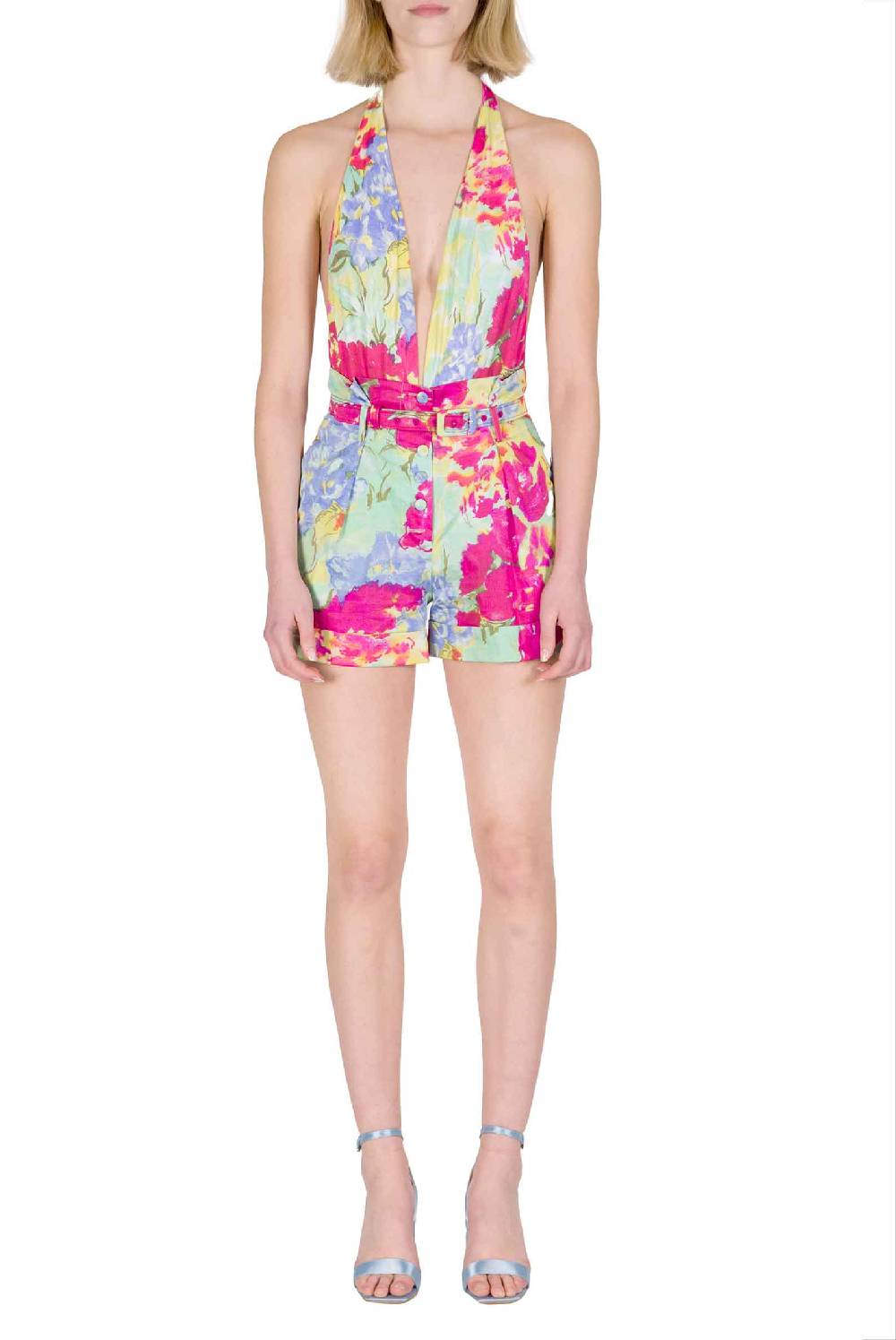 Luisa Beccaria Shorts in cotone a fiori astratti In Saldo