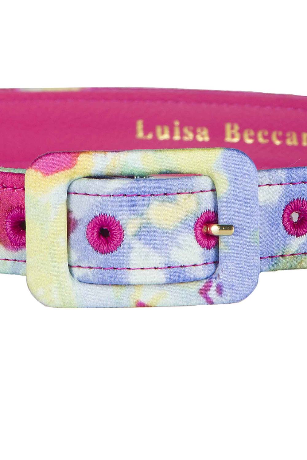Luisa Beccaria Cintura in cotone stampato con fiori astratti Nuova