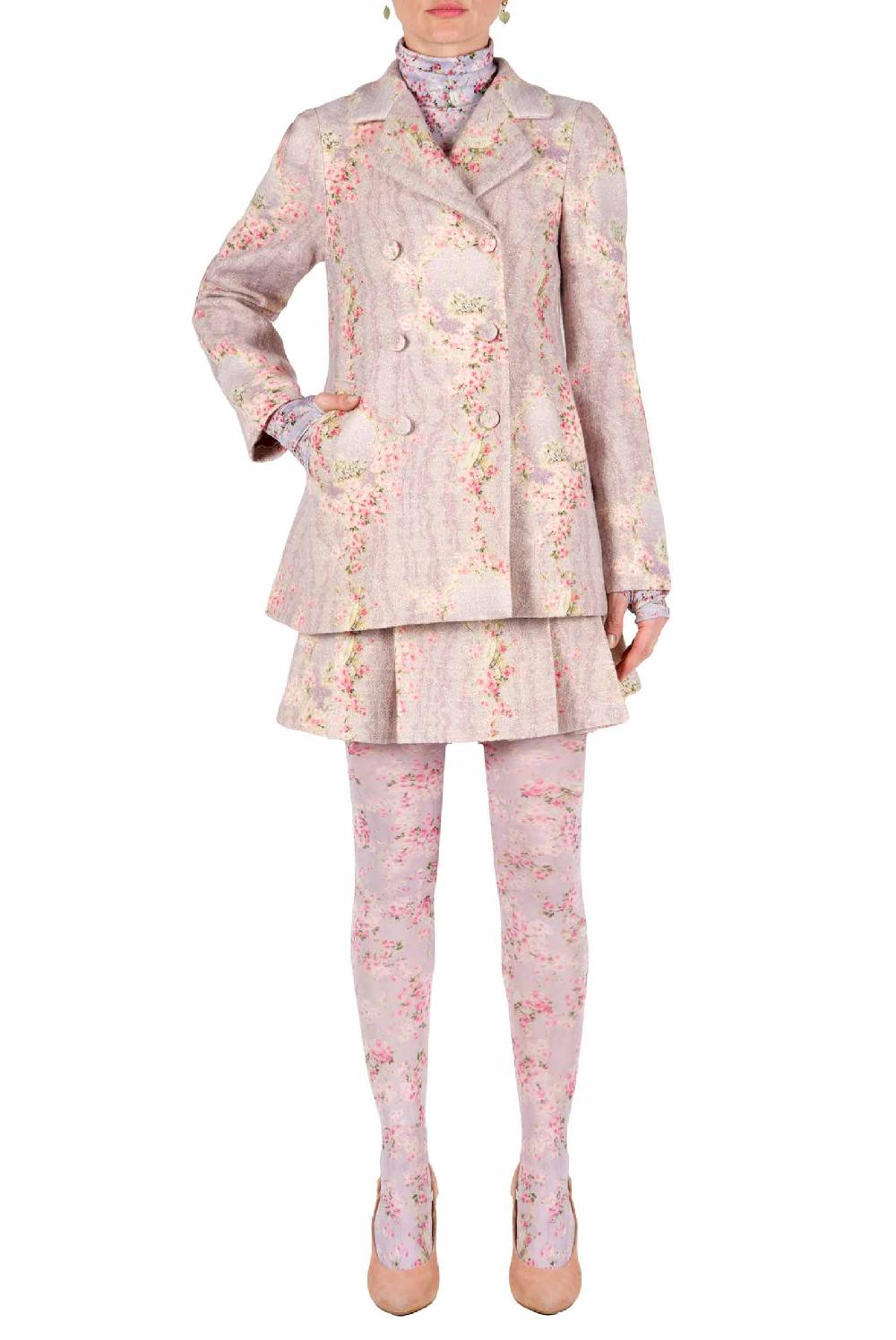 Luisa Beccaria Giacca Circle Of Roses stampata in lana Moda