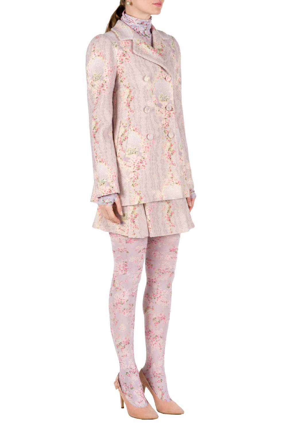 Luisa Beccaria Giacca Circle Of Roses stampata in lana Moda