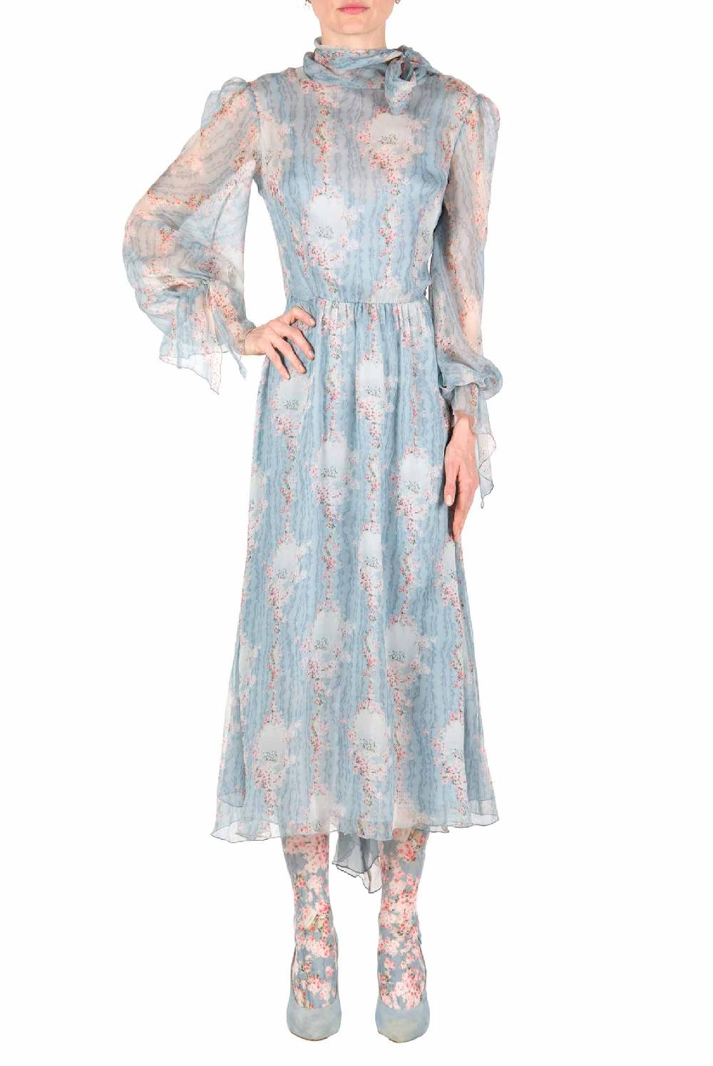 Luisa Beccaria Cerchio Di Rose Abito In Chiffon Con Fascia Negozio online di fabbrica