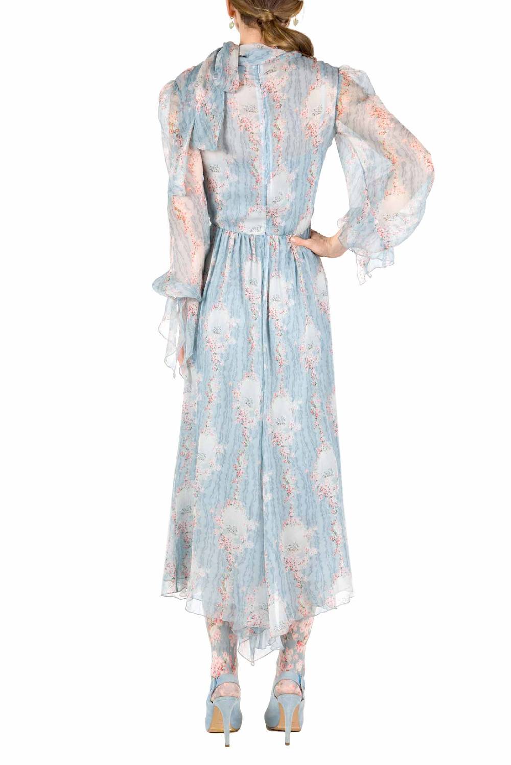 Luisa Beccaria Cerchio Di Rose Abito In Chiffon Con Fascia Negozio online di fabbrica