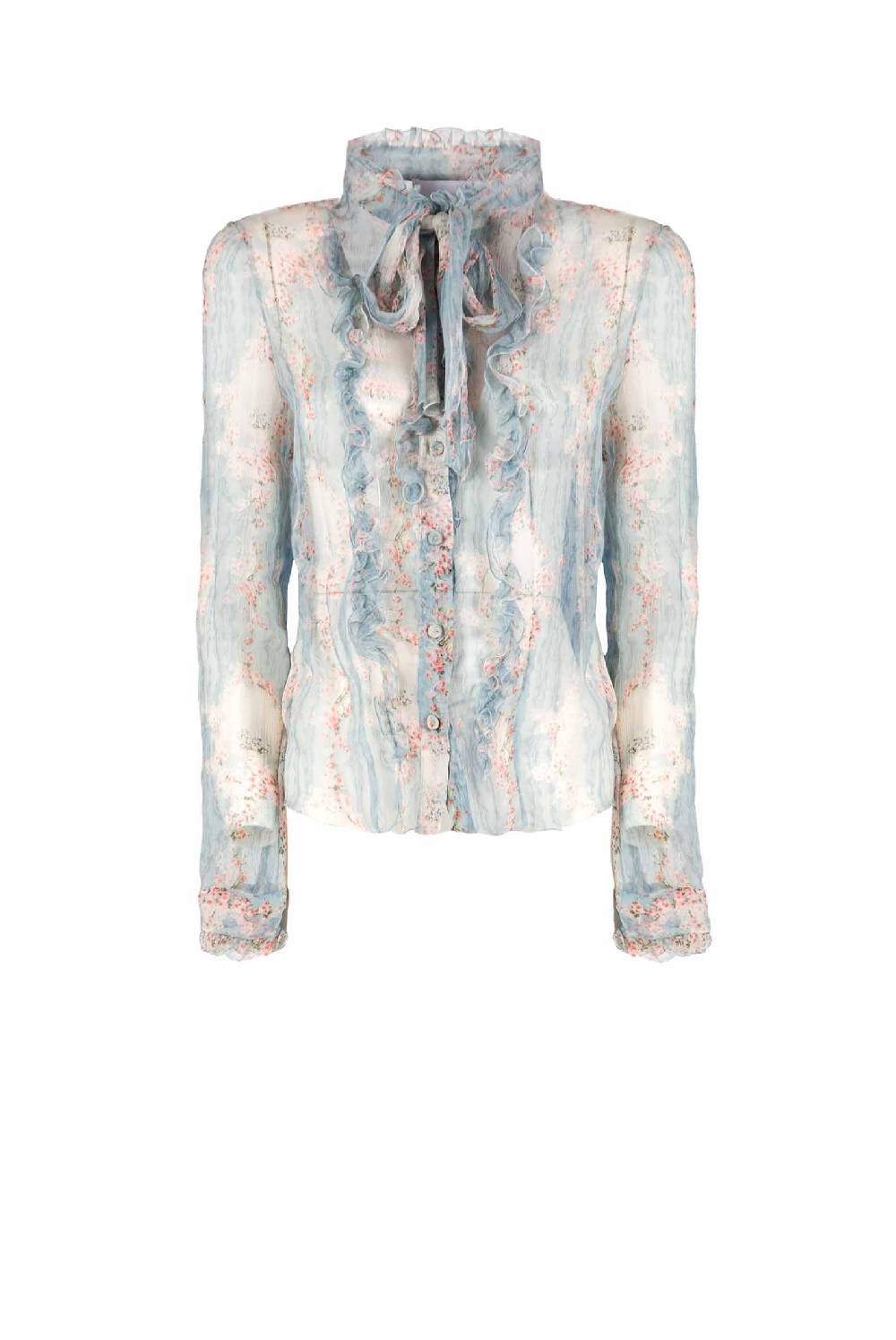Luisa Beccaria Cerchio Di Rose Camicia In Chiffon Crepon Offerta speciale