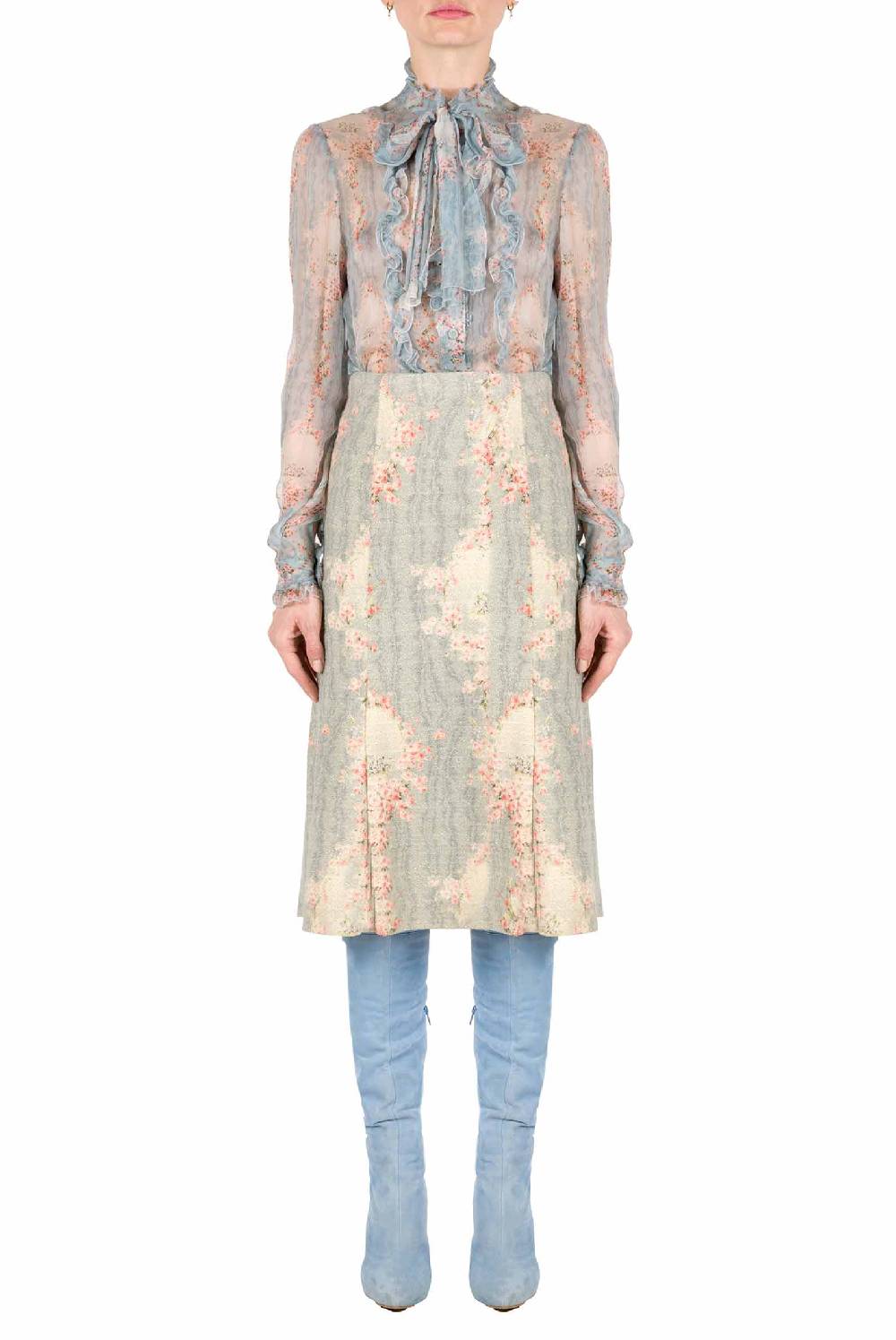 Luisa Beccaria Cerchio Di Rose Camicia In Chiffon Crepon Offerta speciale