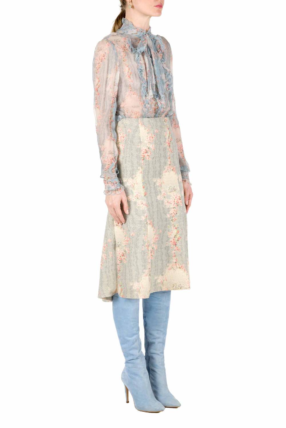 Luisa Beccaria Cerchio Di Rose Camicia In Chiffon Crepon Offerta speciale