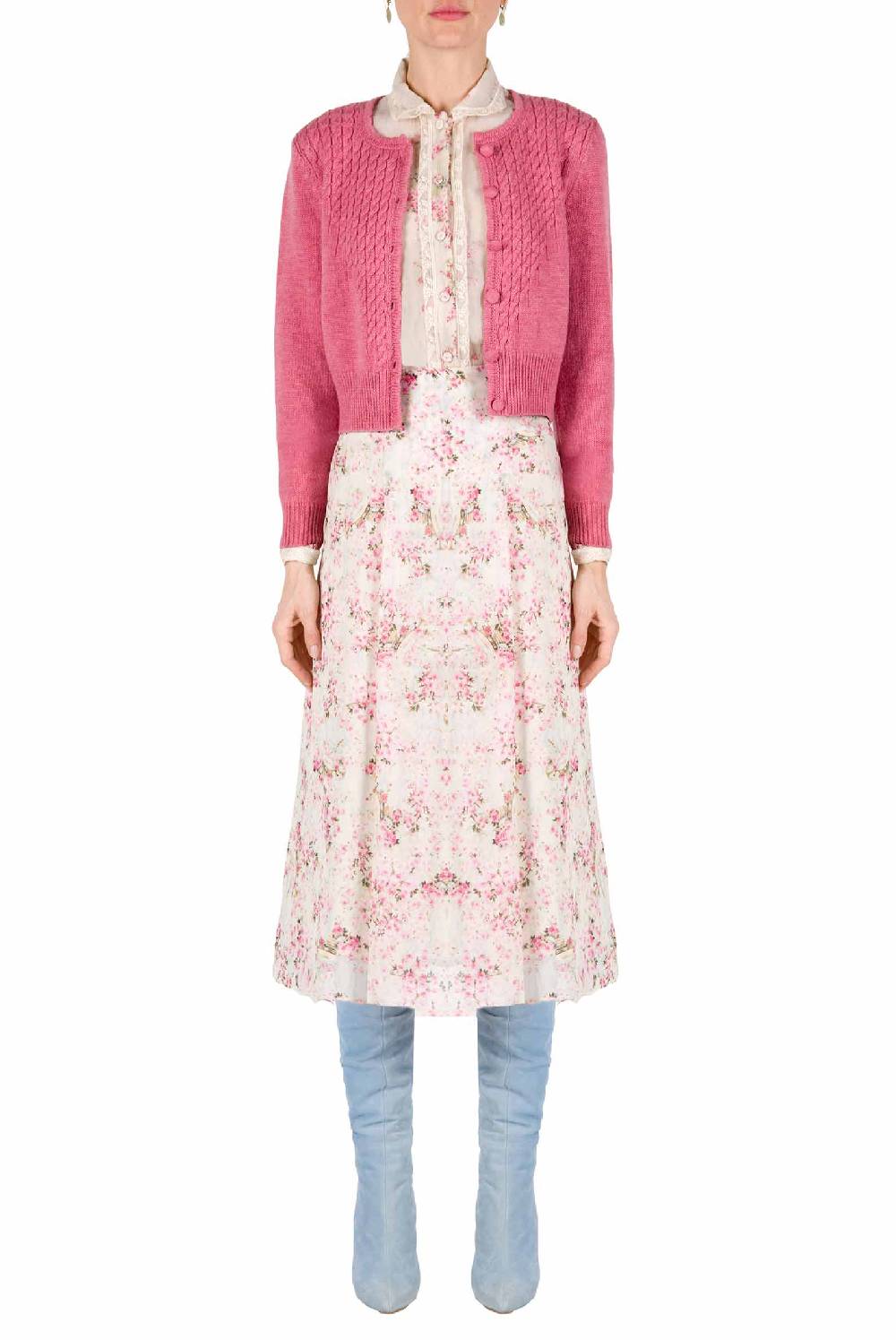 Luisa Beccaria Cardigan in maglia a trecce con bottoni Grande vendita