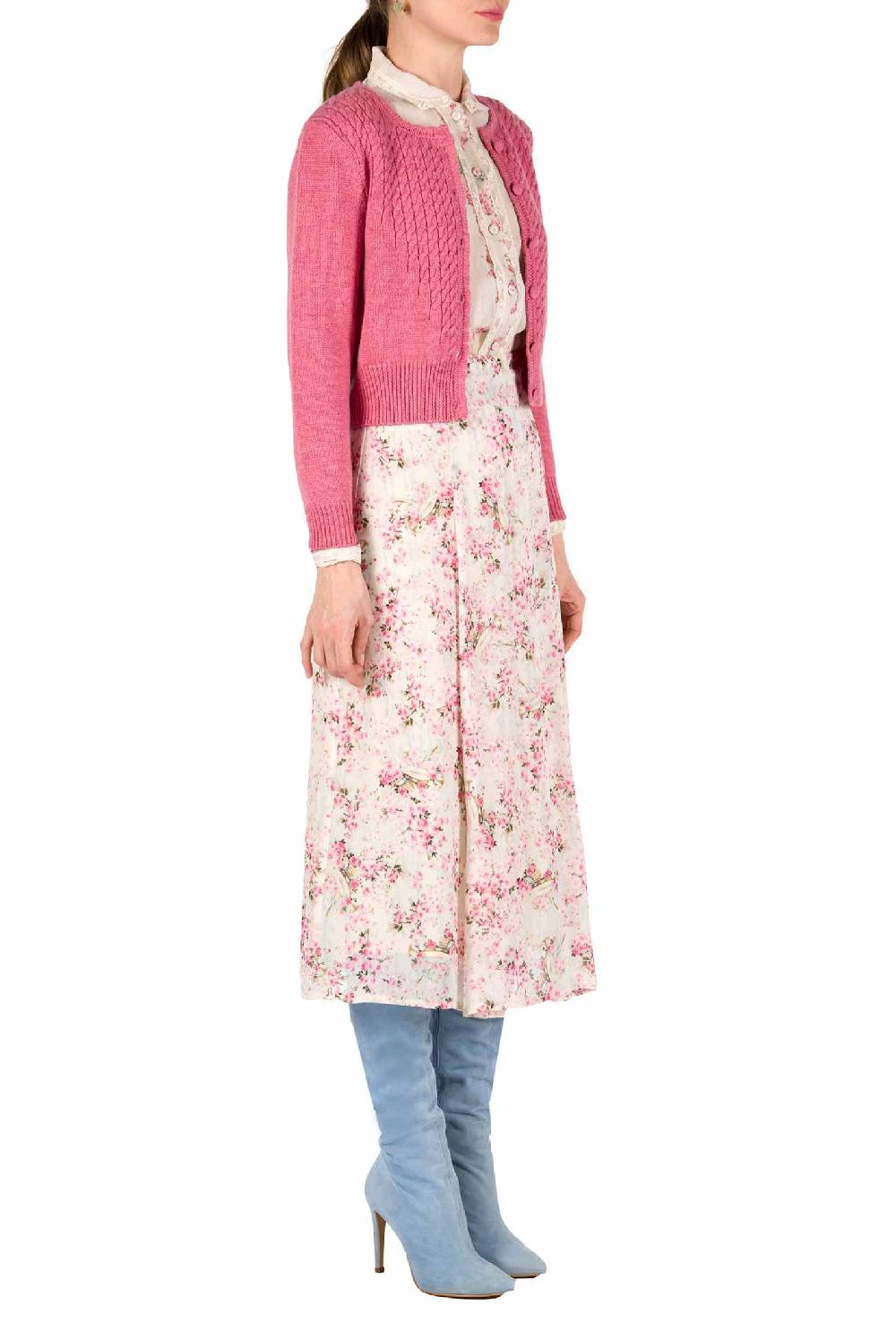 Luisa Beccaria Cardigan in maglia a trecce con bottoni Grande vendita