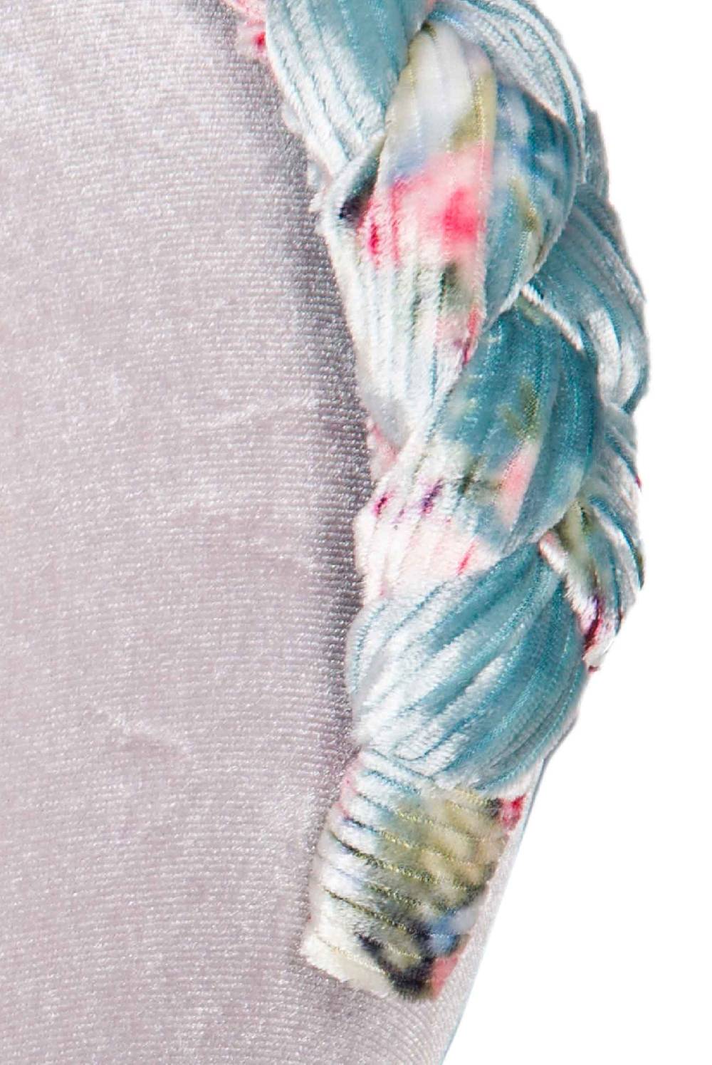 Luisa Beccaria Fascia per capelli intrecciata con boccioli di rose di velluto blu Fornitura limitata