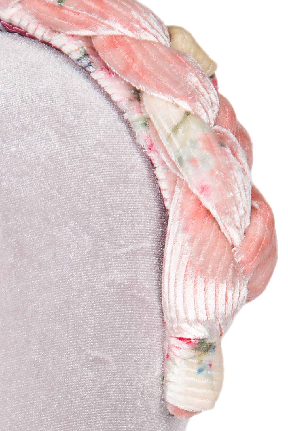 Luisa Beccaria Fascia per capelli intrecciata con boccioli di rose di velluto rosa Shopping online