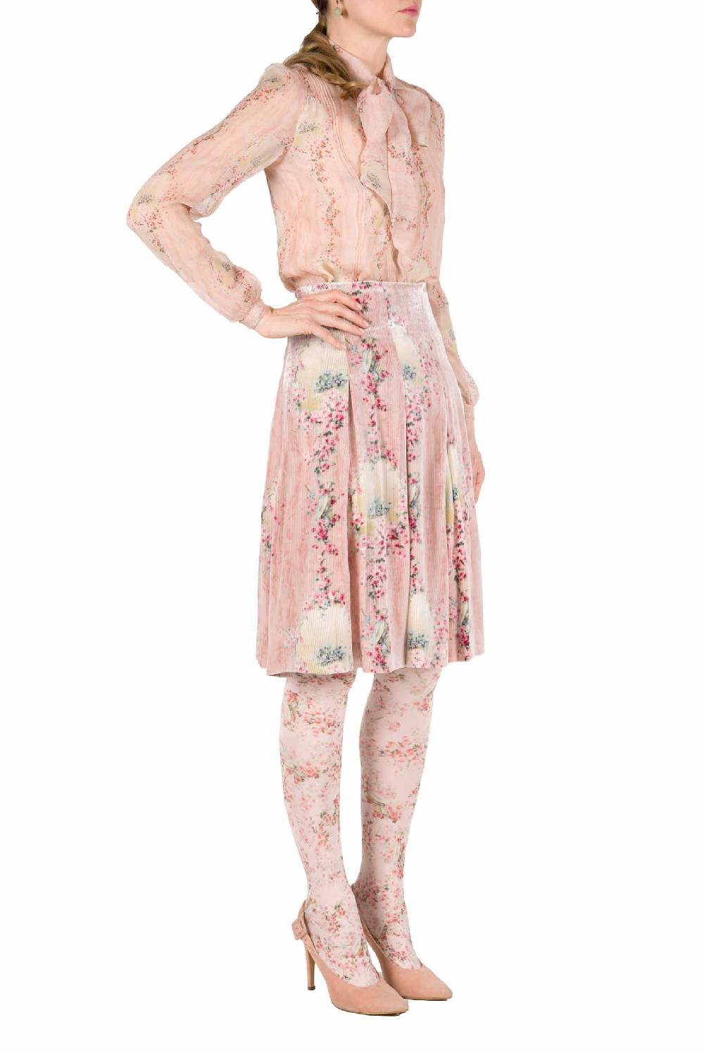 Luisa Beccaria Cerchio In Chiffon Di Rose Camicia Con Fiocco Offerta esclusiva