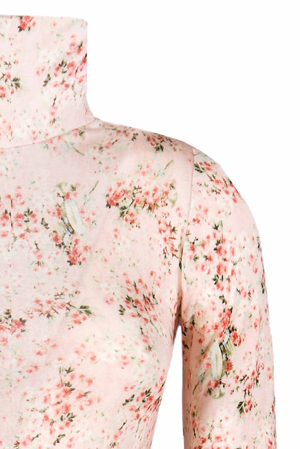 Luisa Beccaria Dolcevita in jersey rosa con stampa boccioli di rosa Vendite stagionali