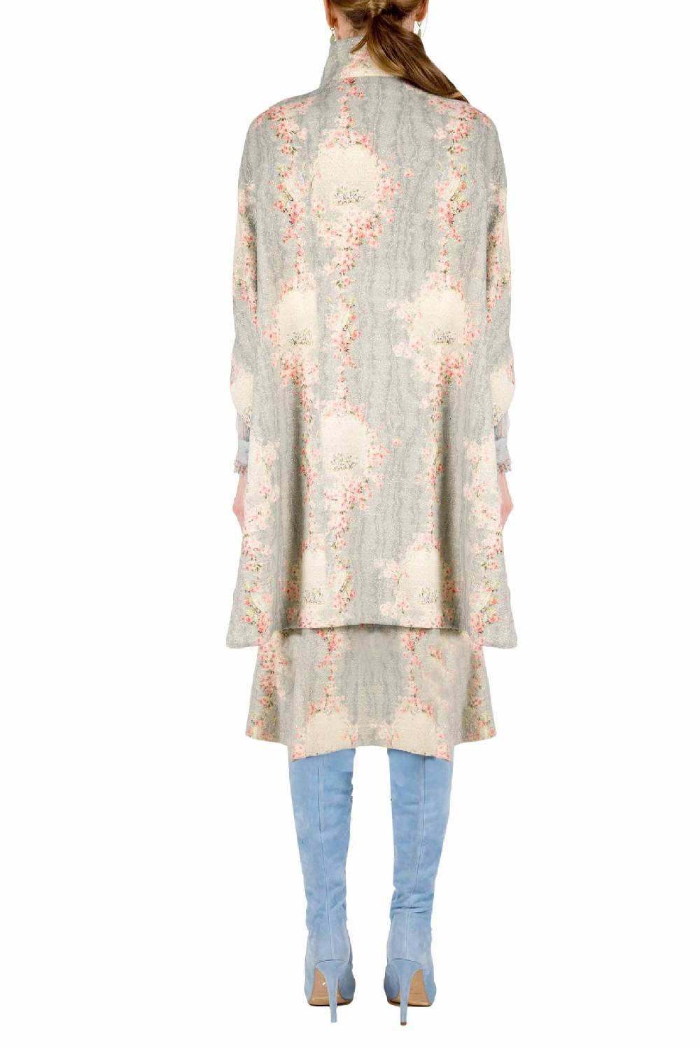 Luisa Beccaria Mantella Cerchio Di Rose Stampata In Lana Con Lurex Cyber Monday