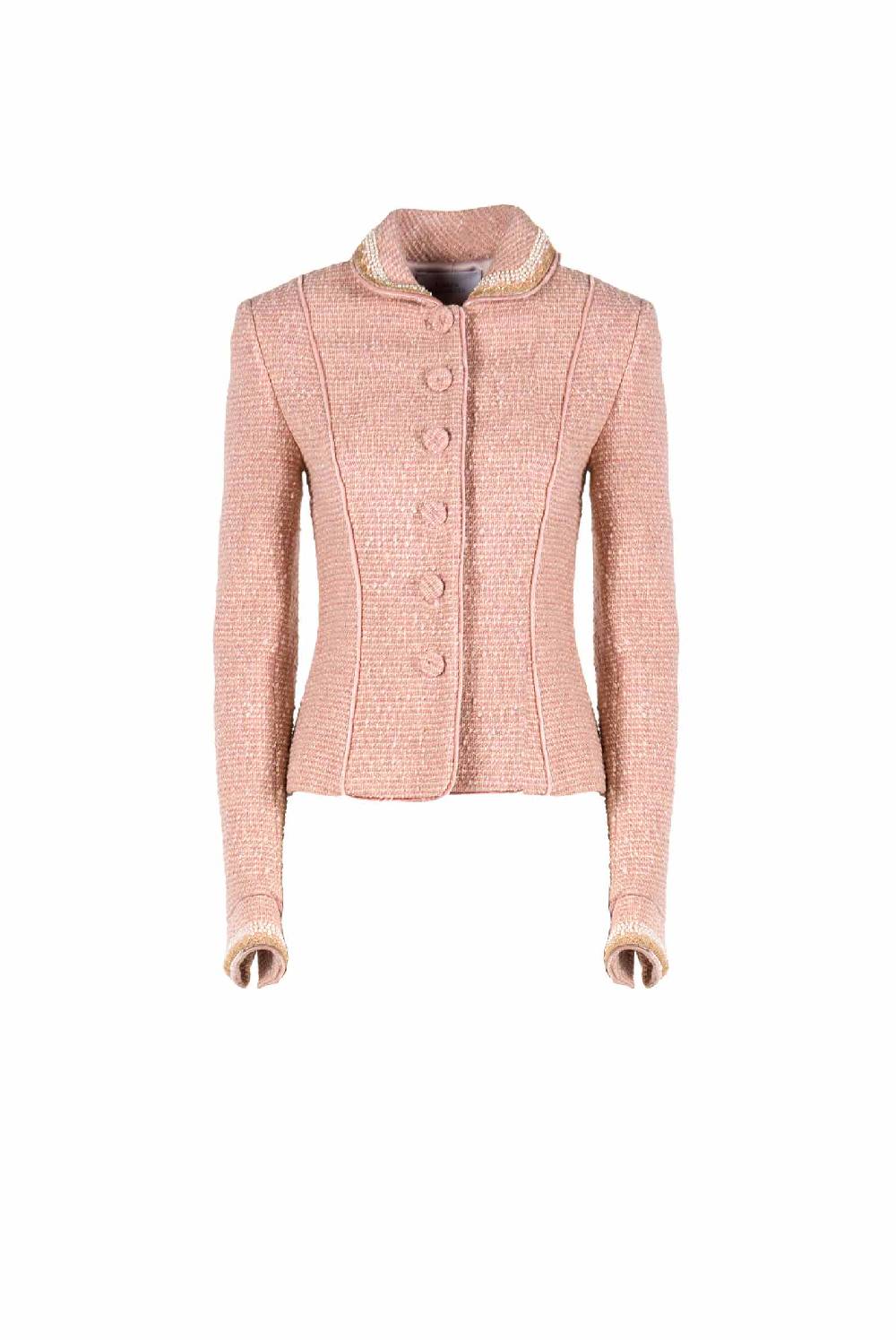 Luisa Beccaria Giacca Boucle Lurex Ricamata Perla Offerta natalizia