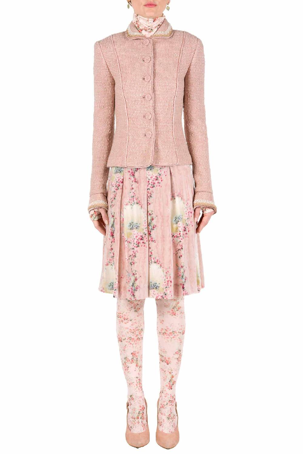 Luisa Beccaria Giacca Boucle Lurex Ricamata Perla Offerta natalizia