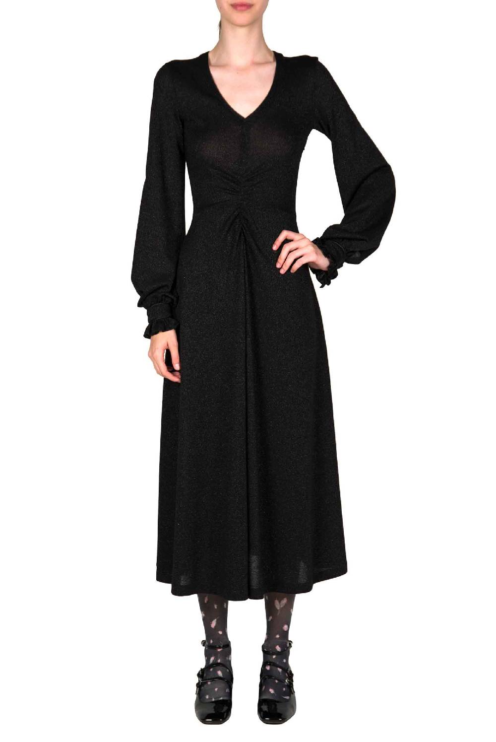 Luisa Beccaria Abito nero in jersey lurex Offerta migliore