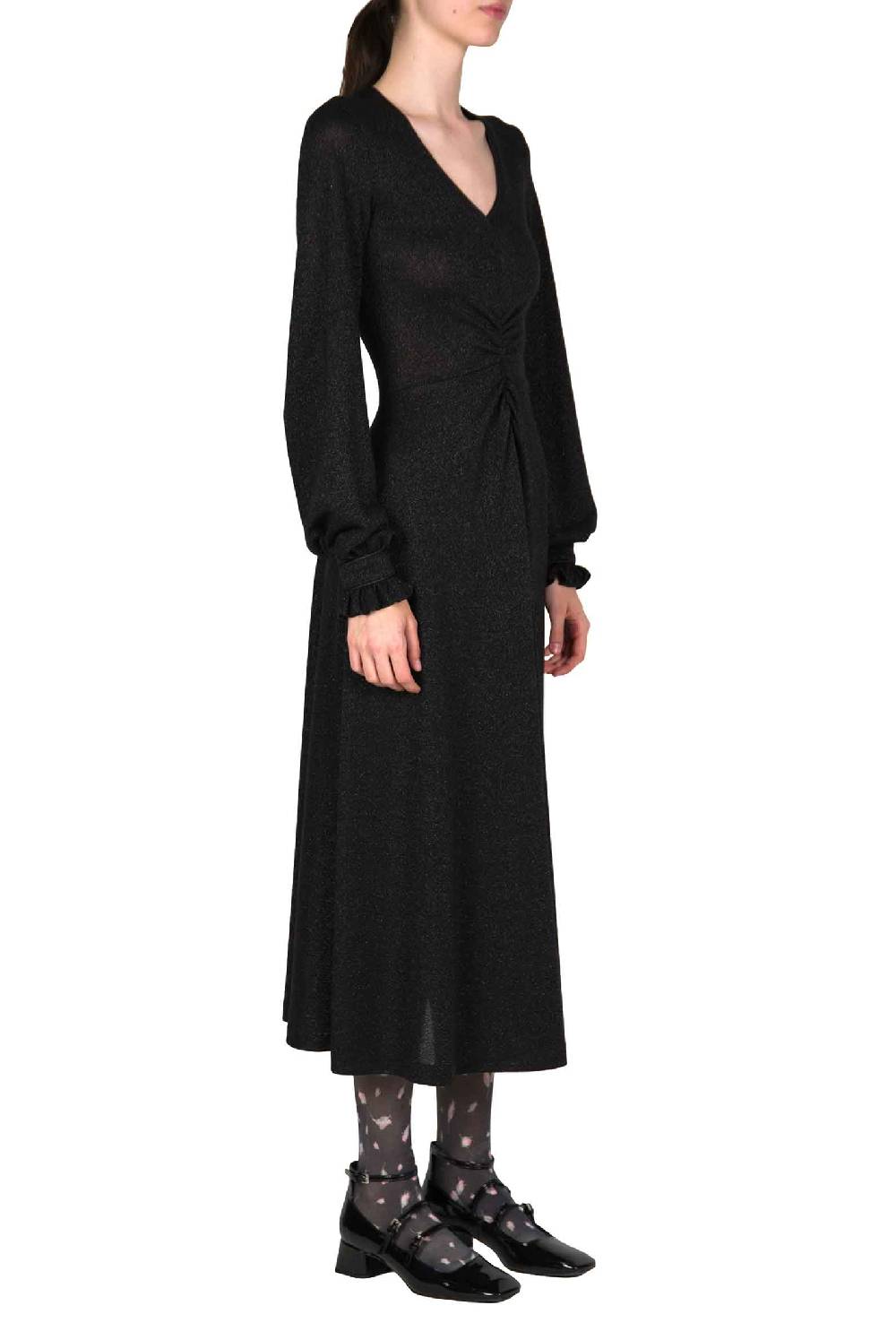 Luisa Beccaria Abito nero in jersey lurex Offerta migliore