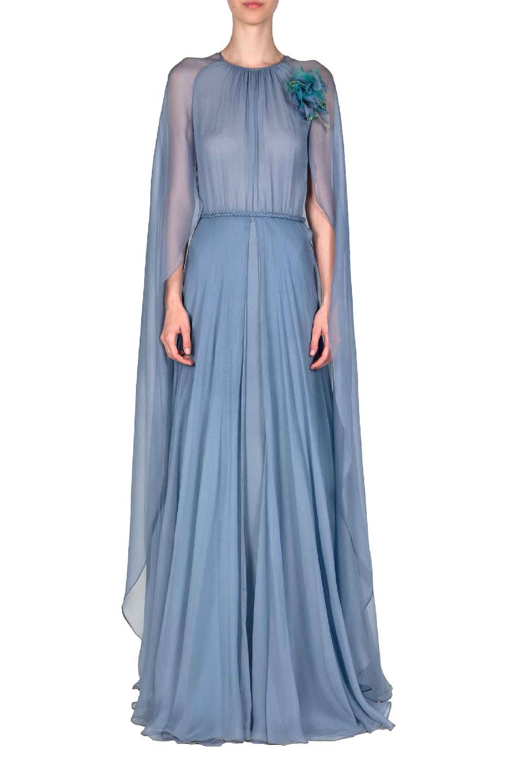 Luisa Beccaria Abito lungo in creponne di chiffon con mantella Grandi sconti