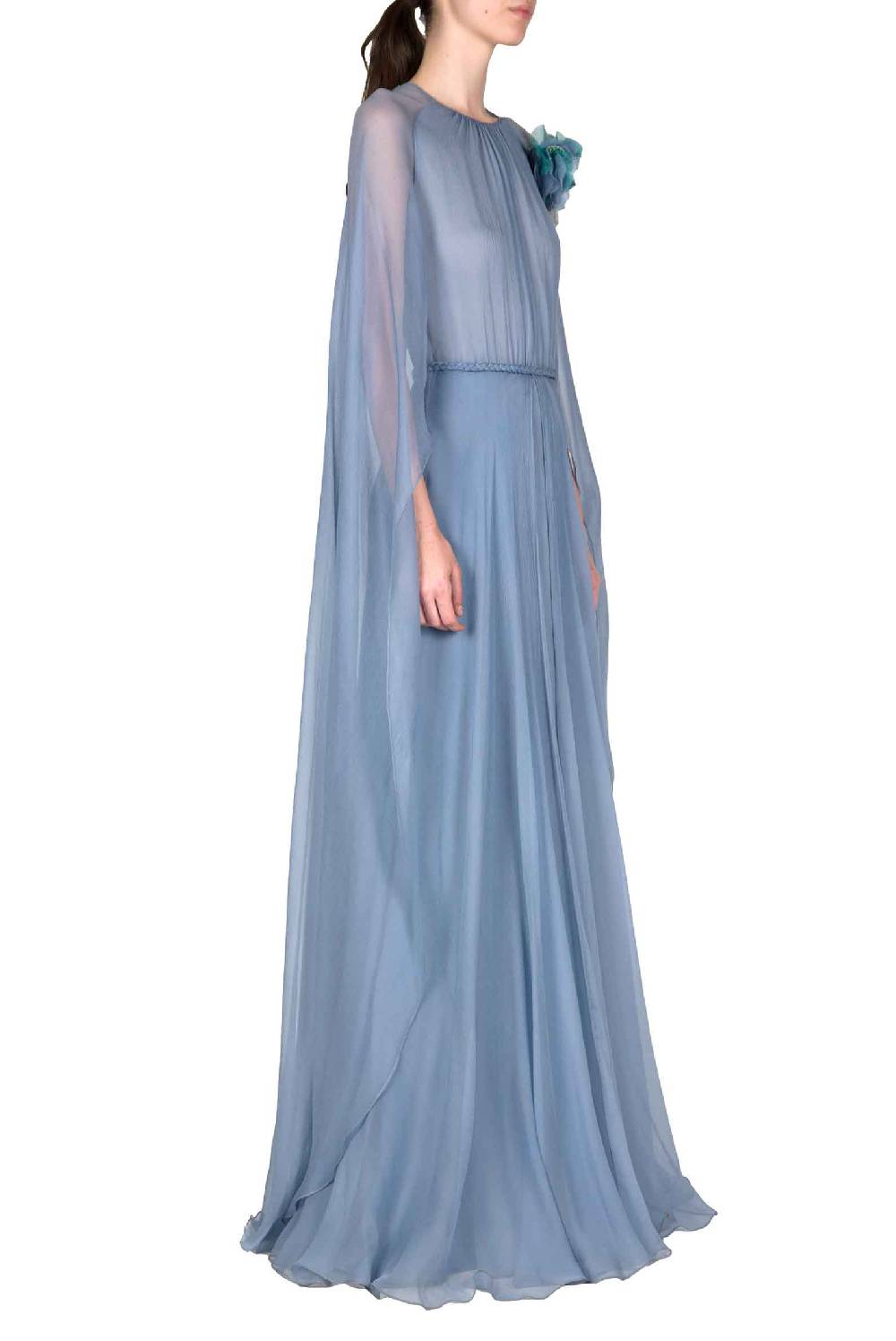 Luisa Beccaria Abito lungo in creponne di chiffon con mantella Grandi sconti