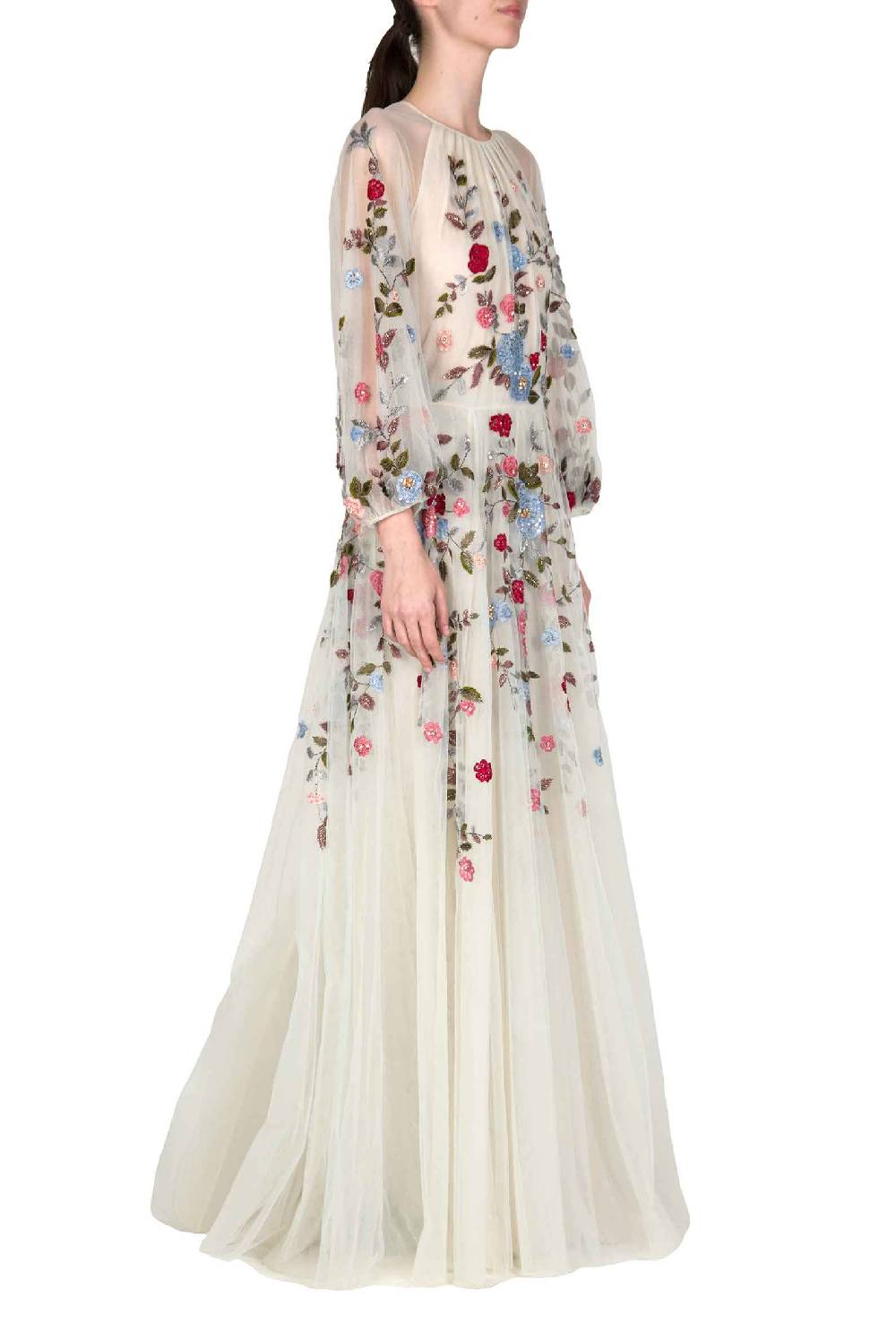 Luisa Beccaria Abito lungo in tulle ricamato a fiori Bestseller