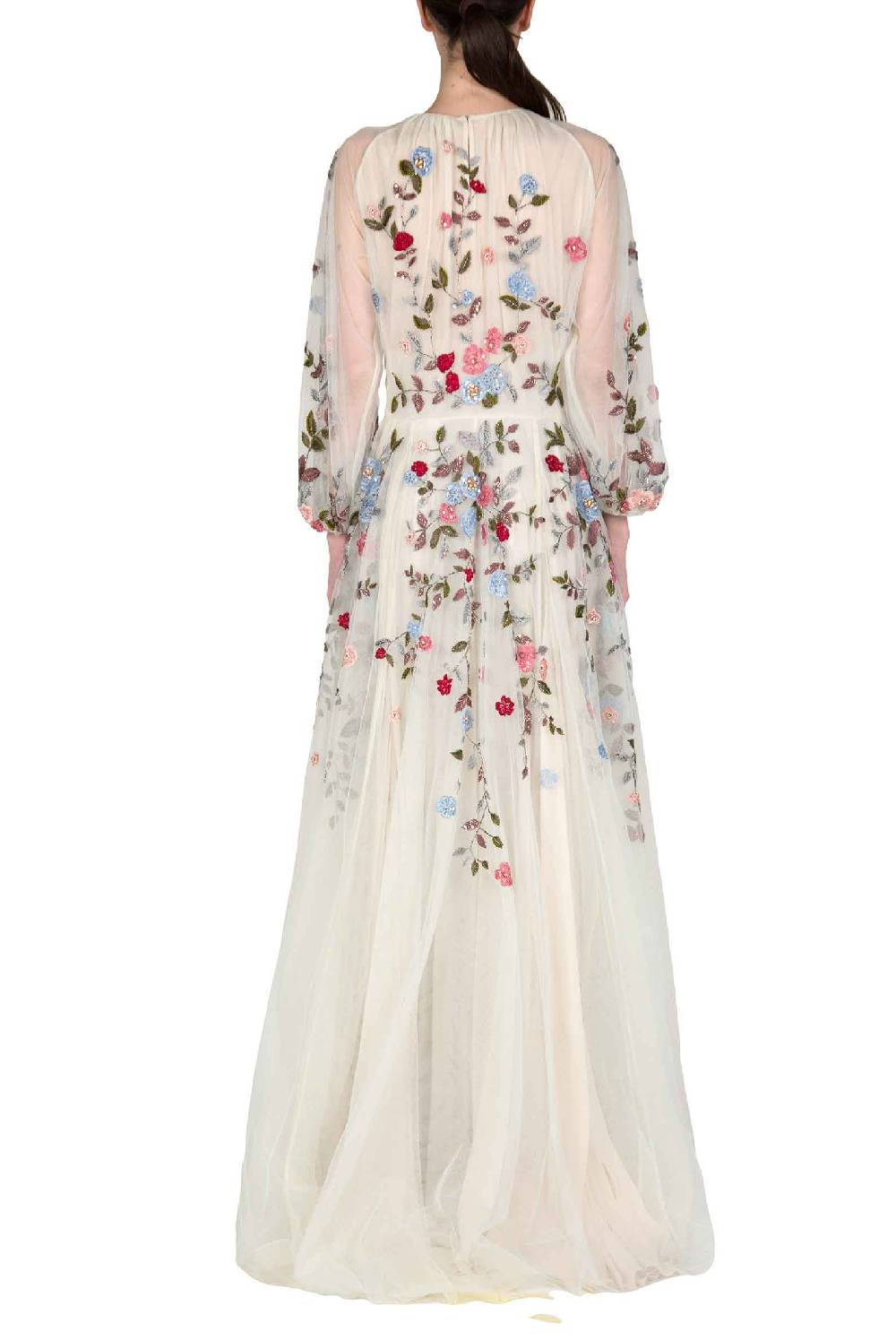 Luisa Beccaria Abito lungo in tulle ricamato a fiori Bestseller
