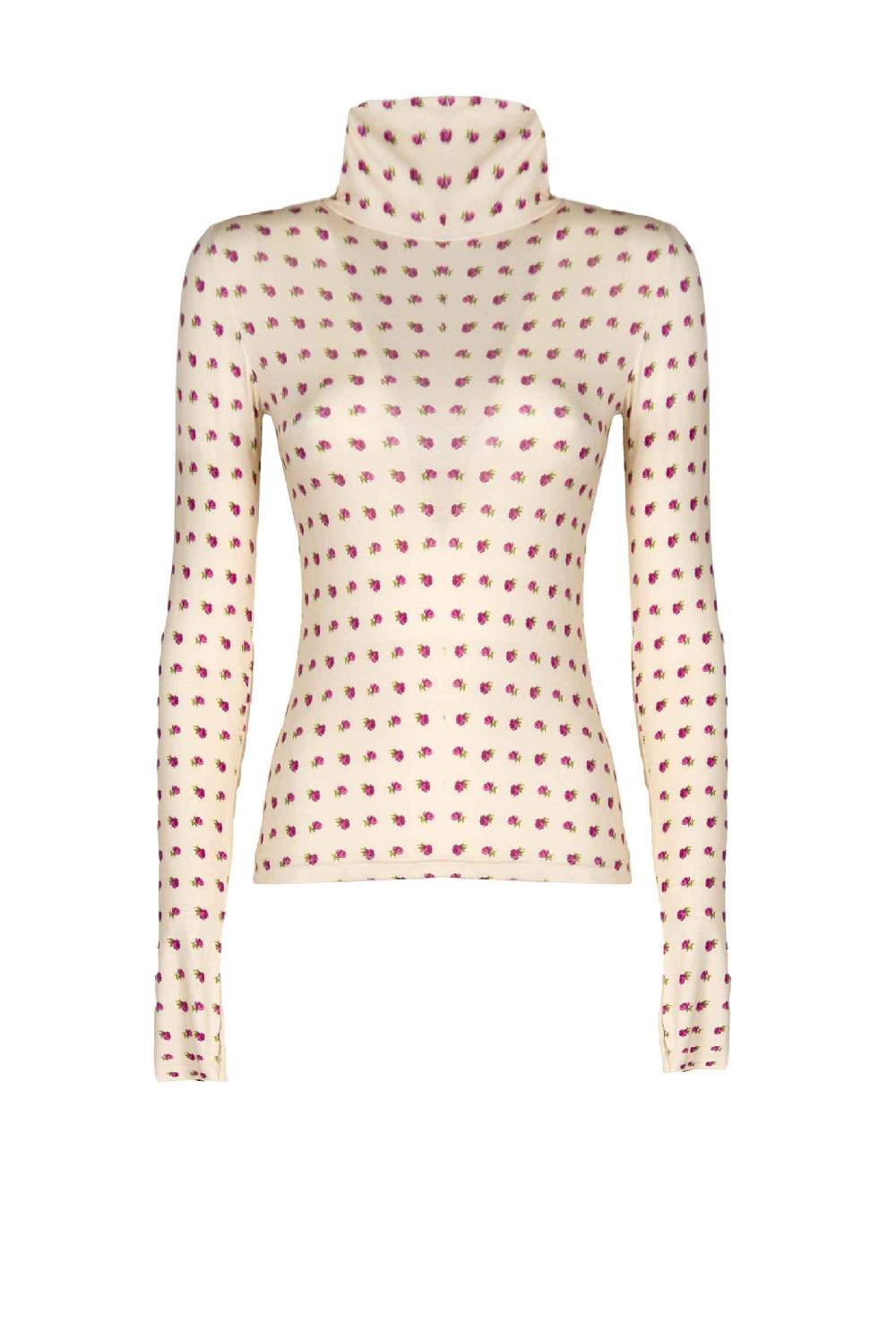 Luisa Beccaria Dolcevita beige con stampa boccioli vintage Offerte giornaliere