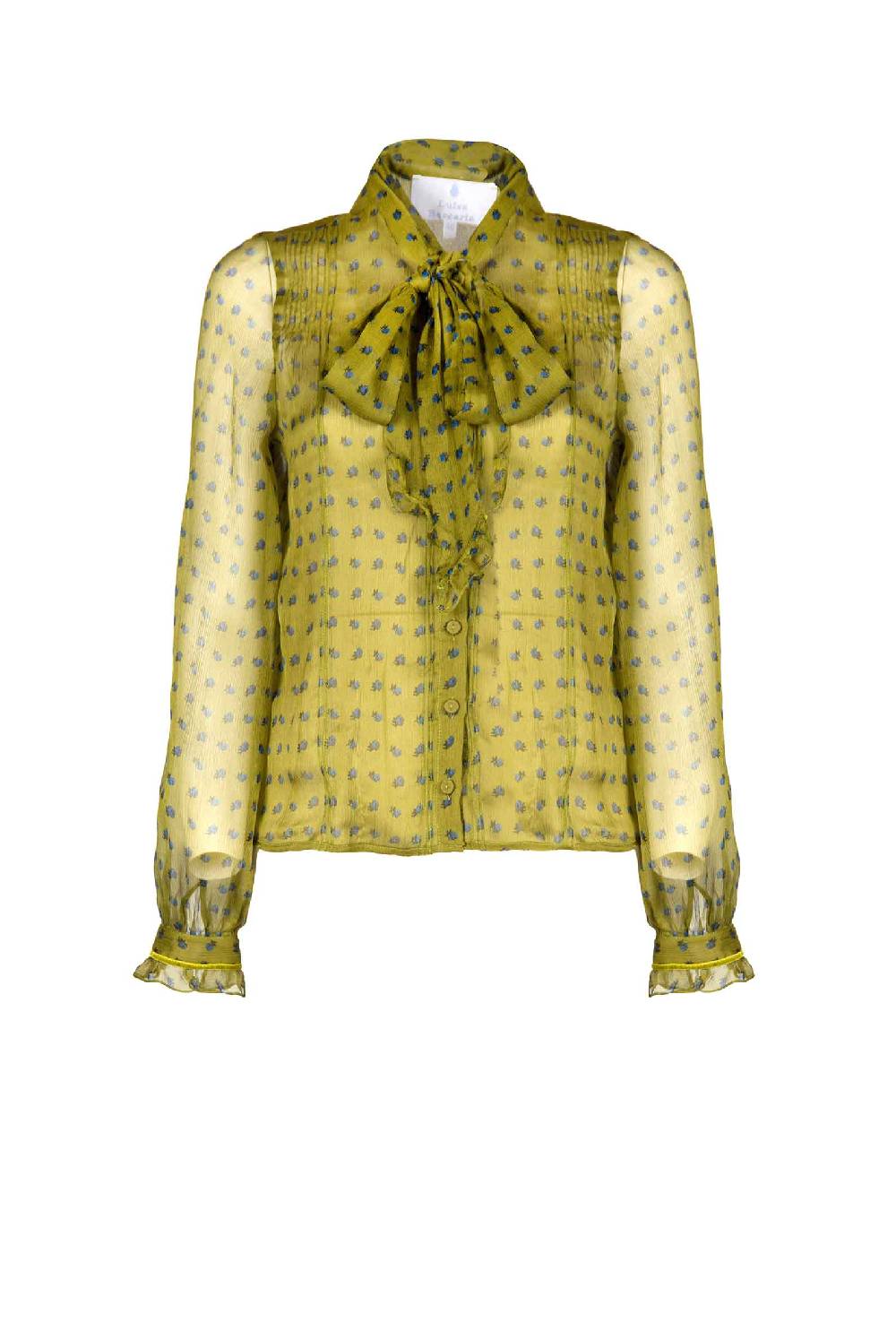 Luisa Beccaria Camicia in creponne di chiffon vintage Buds con dettaglio fiocco Latest stili