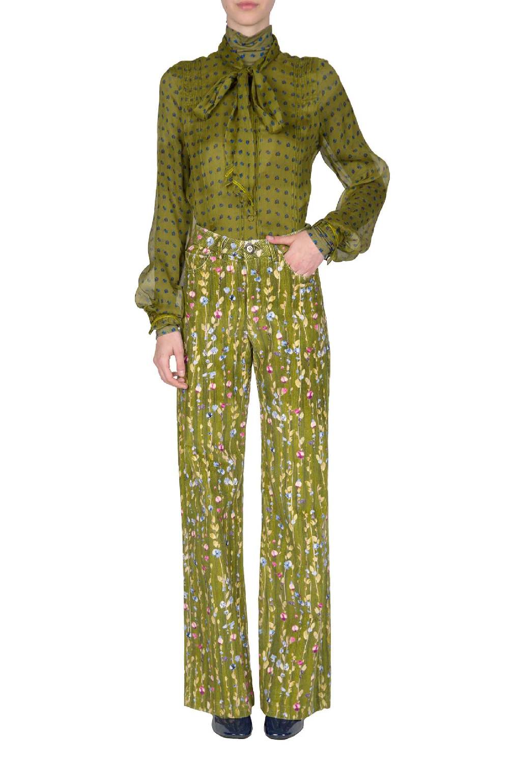 Luisa Beccaria Camicia in creponne di chiffon vintage Buds con dettaglio fiocco Latest stili