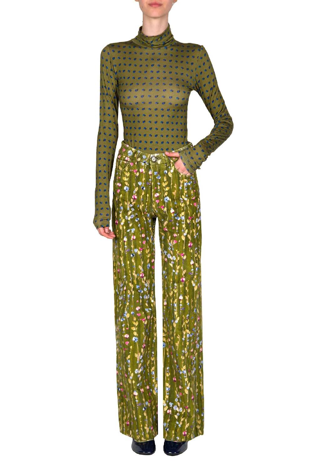 Luisa Beccaria Dolcevita in jersey verde Vintage Buds Promozione temporanea